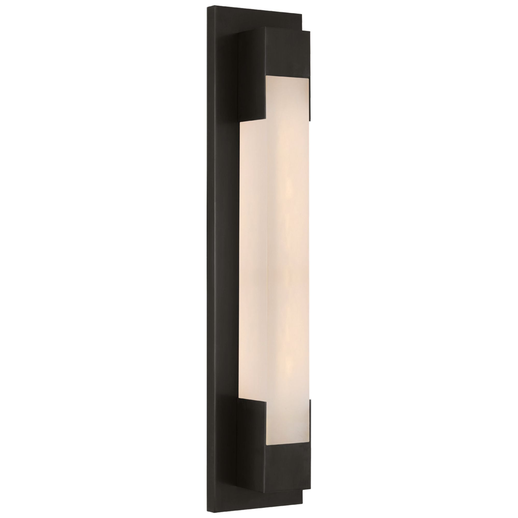 Kelly Wearstler Covet 21" Bracketed Bath Light in Bronze with Alabaster Wall Light W4.5" x H21.25"