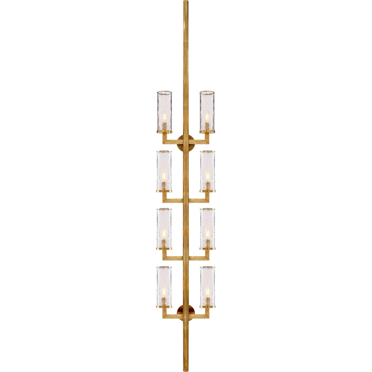 Kelly Wearstler Liaison Statement Sconce in Antique-Burnished Brass with Crackle Glass W12.75" x H84.25" x E5.25"