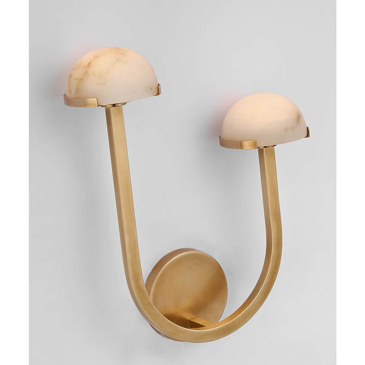Kelly Wearstler Pedra 15" Asymmetrical Right Sconce in Antique-Burnished Brass with Alabaster W12.25" x H15" x E4.5"