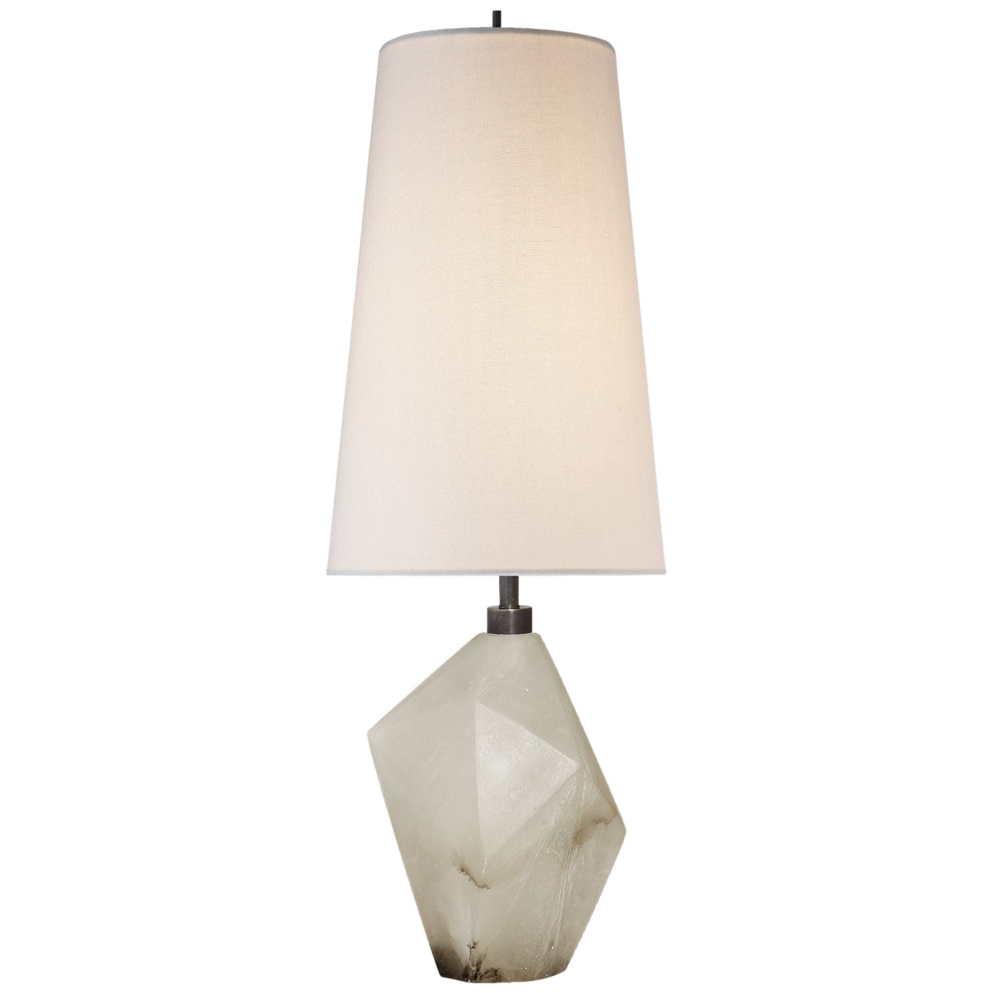 Kelly Wearstler Halcyon Accent Cordless Table Lamp in Alabaster with Linen Shade W8" x H24.75"