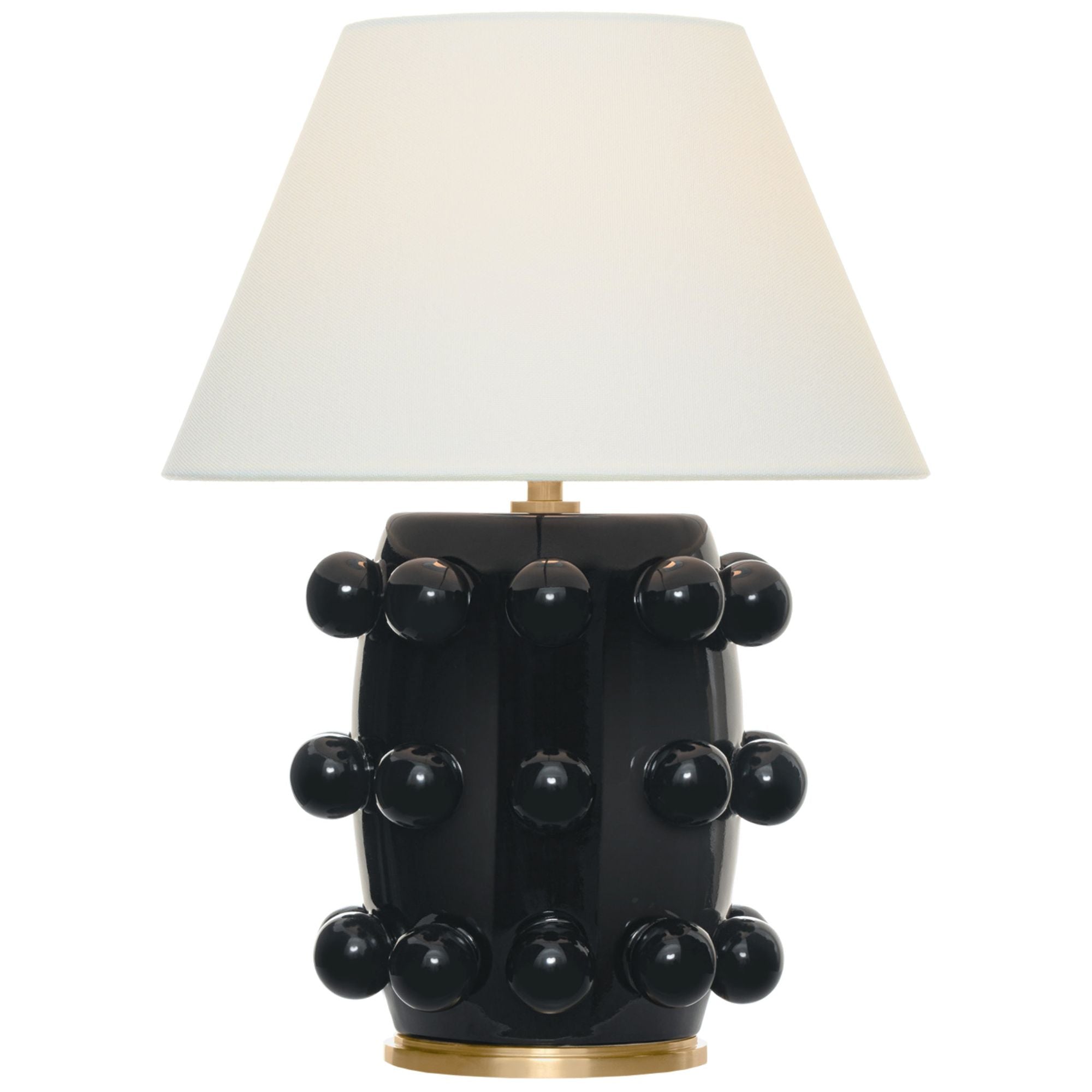 Kelly Wearstler Linden 14" Cordless Table Lamp in Black with Linen Shade W10.5" x H14"