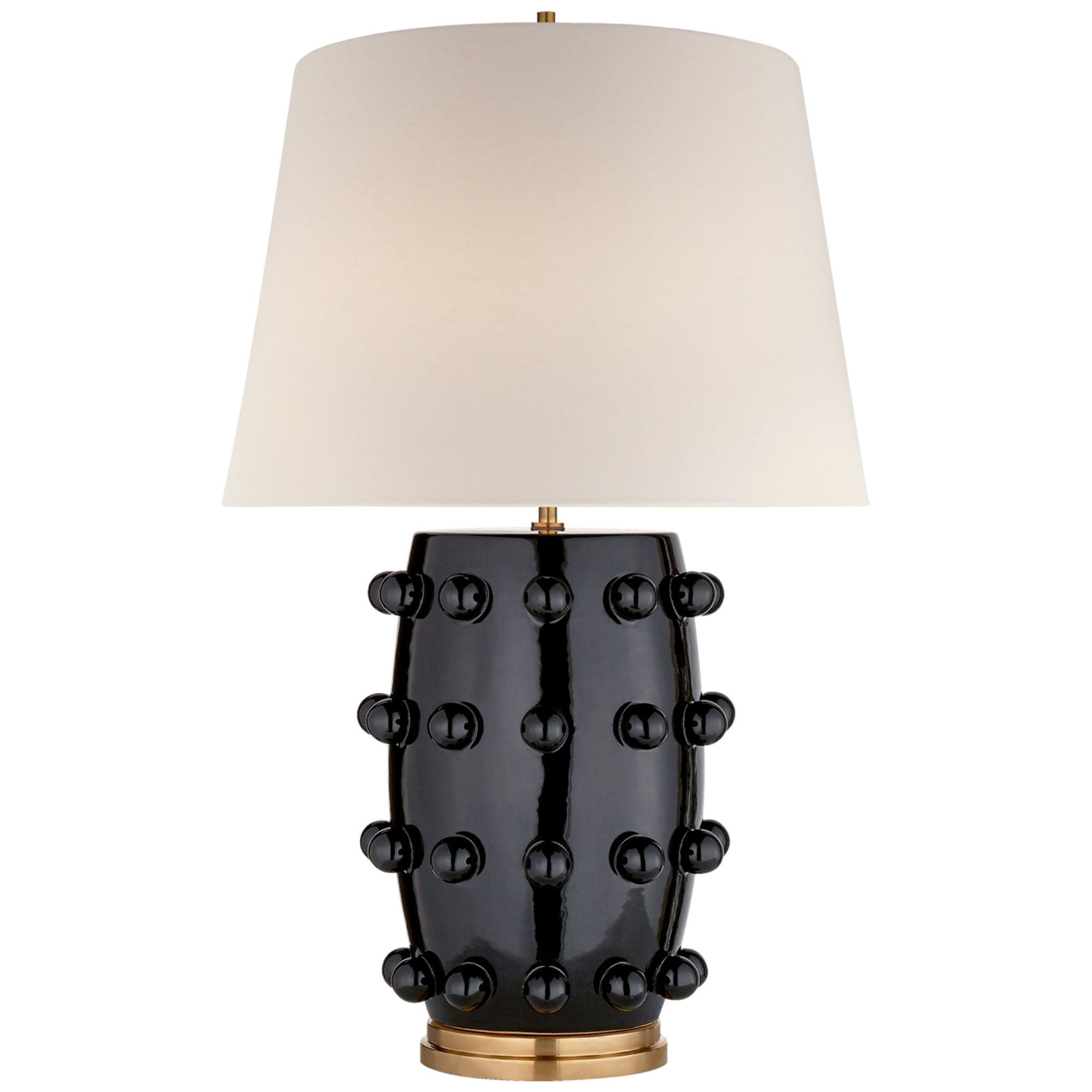Kelly Wearstler Linden Medium Cordless Table Lamp in Black with Linen Shade W17" x H26.25"
