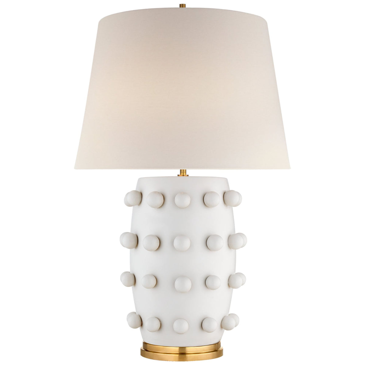 Kelly Wearstler Linden Medium Cordless Table Lamp in Plaster White with Linen Shade W17" x H26.25"