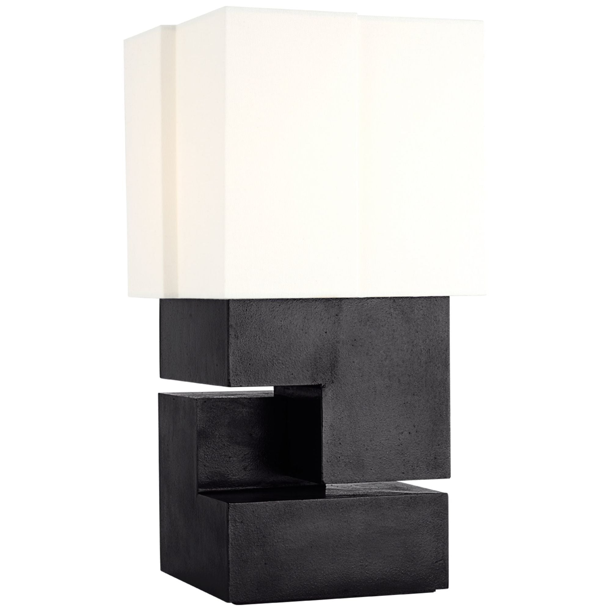 Kelly Wearstler Nucleo 18" Table Lamp in Museum Black with Linen Shade W9.5" x H18.25"