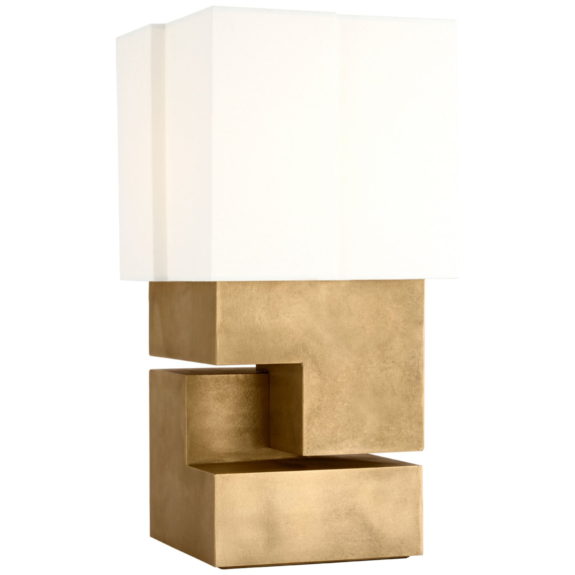 Kelly Wearstler Nucleo 18" Table Lamp in Museum Brass with Linen Shade W9.5" x H18.25"
