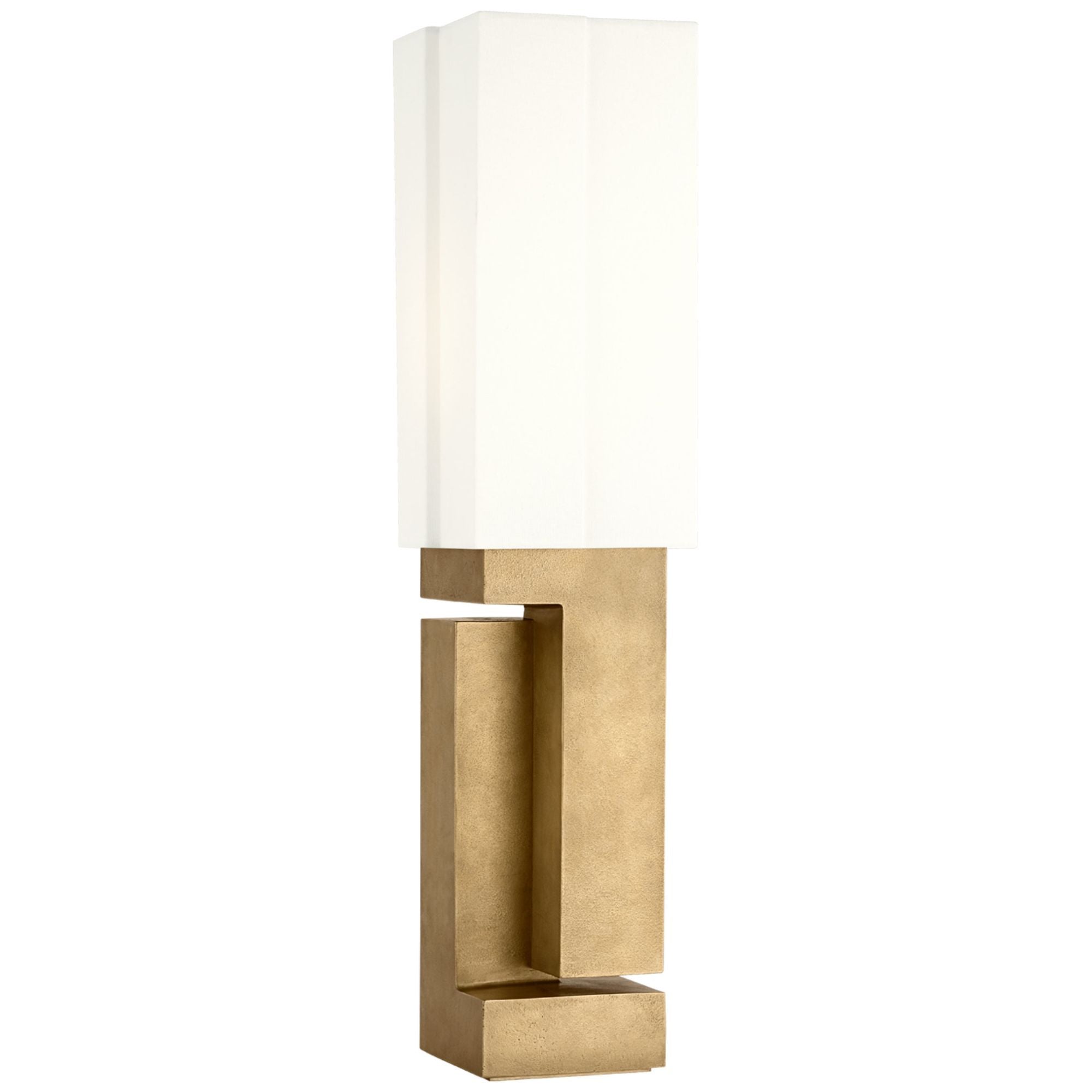 Kelly Wearstler Nucleo 27" Table Lamp in Museum Brass with Linen Shade W6.5" x H27.25"