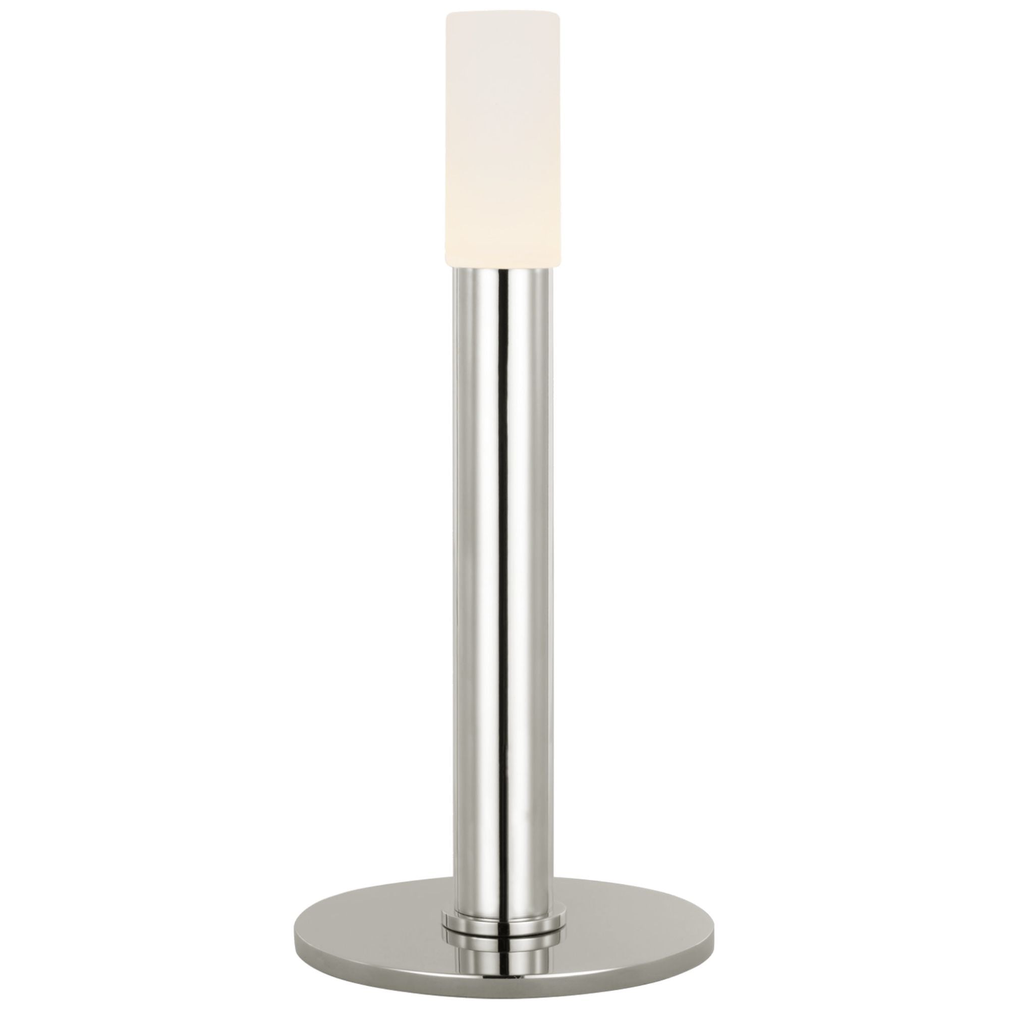 Kelly Wearstler Rousseau 10" Rechargeable Accent Lamp in Polished Nickel with Etched Crystal Table Lamp W4.25" x H9.5"
