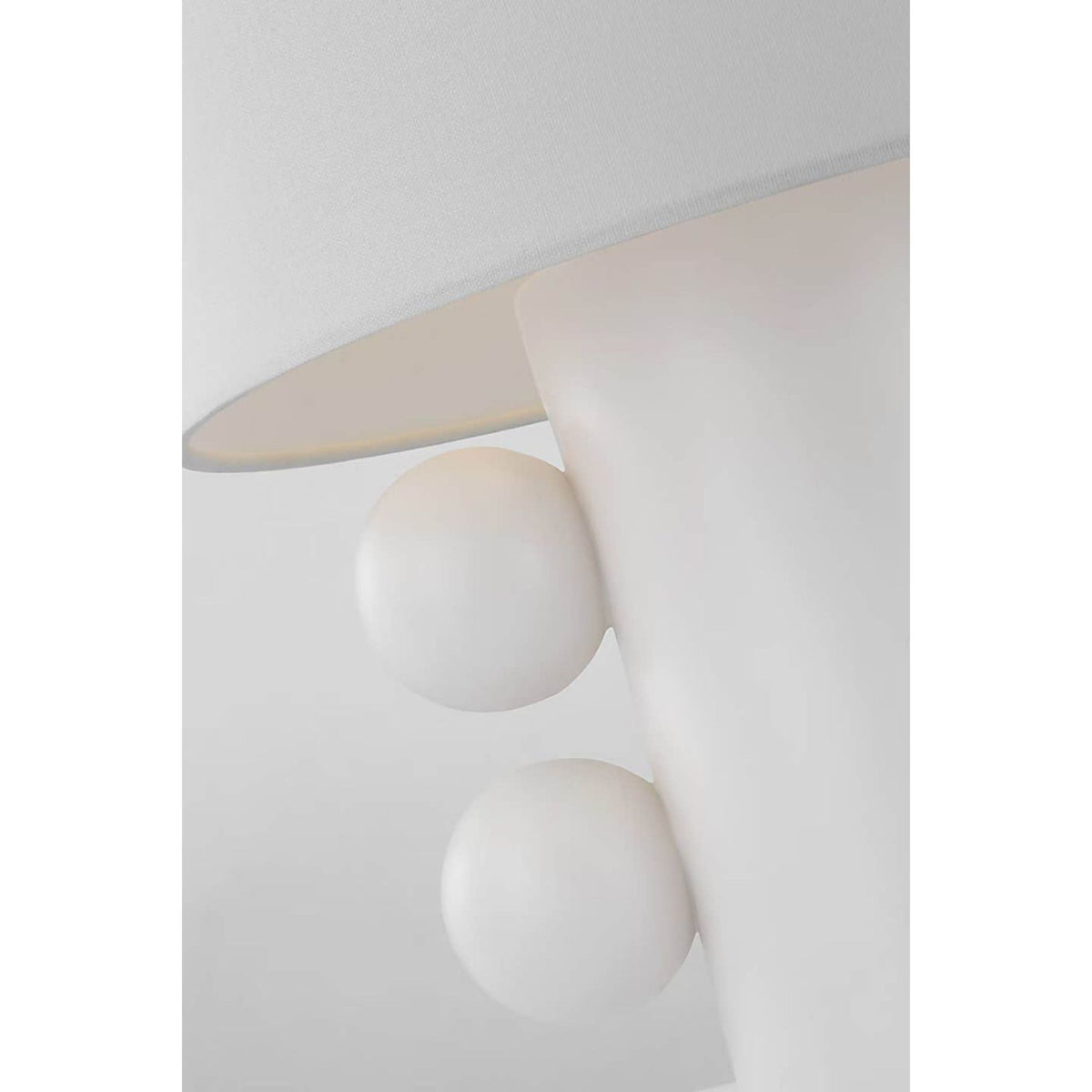 Kelly Wearstler Tiglia Low Table Lamp in Plaster White with Linen Shade W14.75" x H20.5"