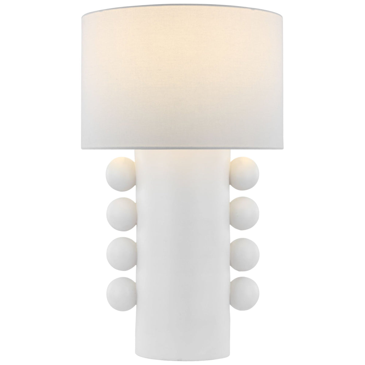 Kelly Wearstler Tiglia Tall Cordless Table Lamp in Plaster White with Linen Shade W18.5" x H31"