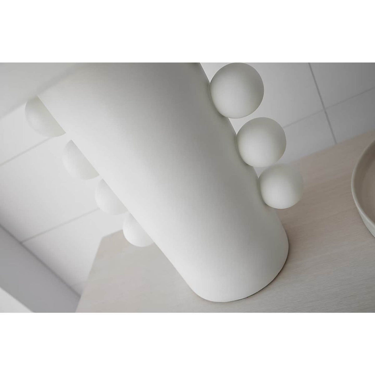 Kelly Wearstler Tiglia Tall Table Lamp in Plaster White with Linen Shade W18.5" x H31"