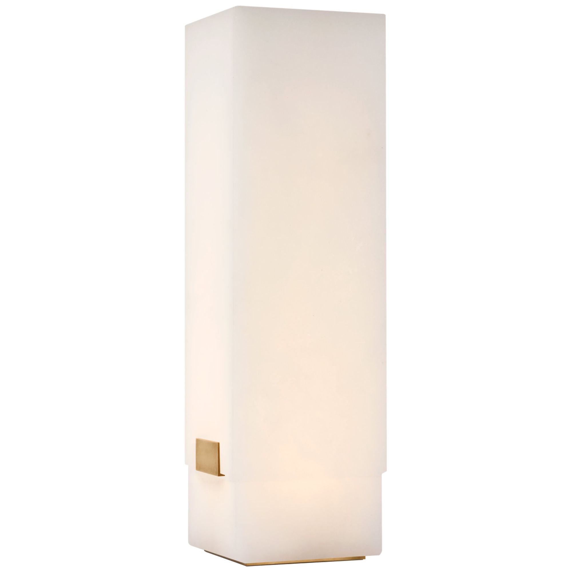 Kelly Wearstler Covet 16" Rechargeable Table Lamp in Alabaster and Antique-Burnished Brass W5" x H16.25"