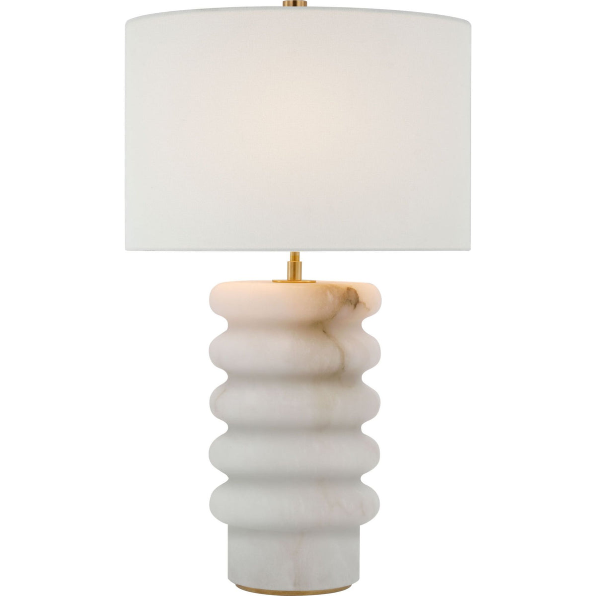 Kelly Wearstler Onda Medium Table Lamp in Alabaster with Linen Shade W17.5" x H28.75"