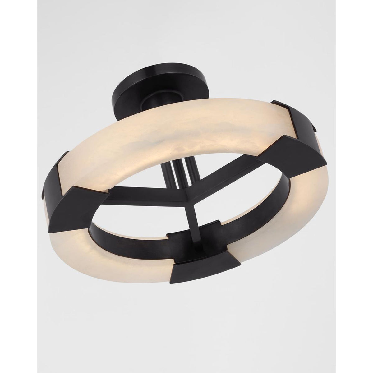 Kelly Wearstler Covet Medium Ring Semi-Flush Mount in Bronze and Alabaster W13.75" x H7.5"