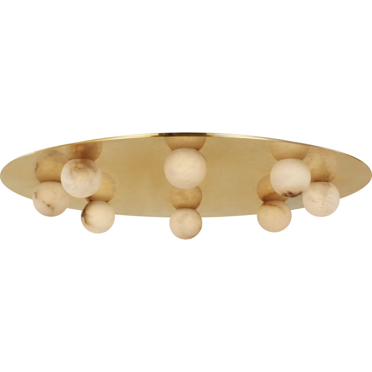 Kelly Wearstler Pertica 30" Eight Light Flush Mount in Mirrored Antique Brass with Alabaster W30" x H3.75"