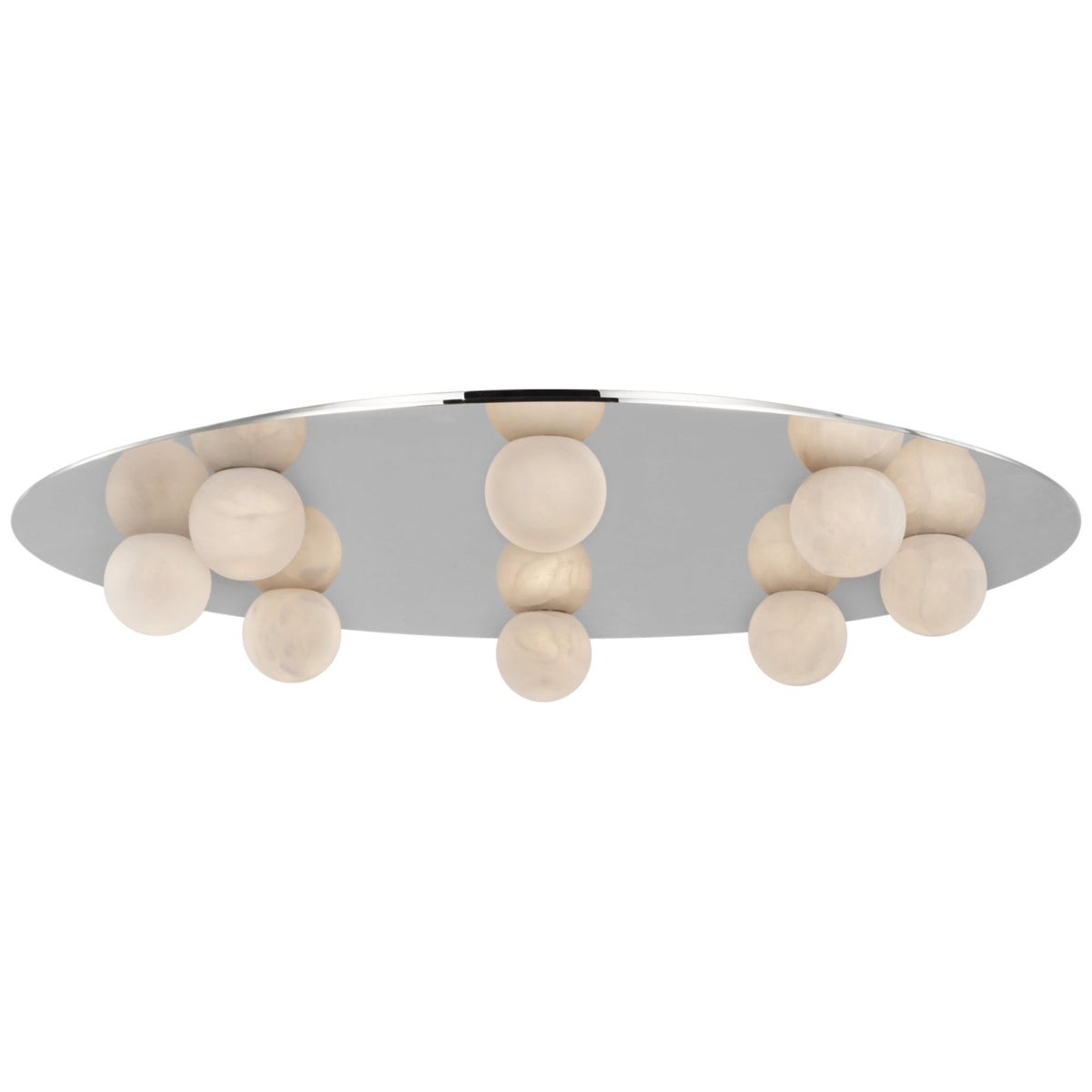 Kelly Wearstler Pertica 30" Eight Light Flush Mount in Polished Nickel with Alabaster W30" x H3.75"
