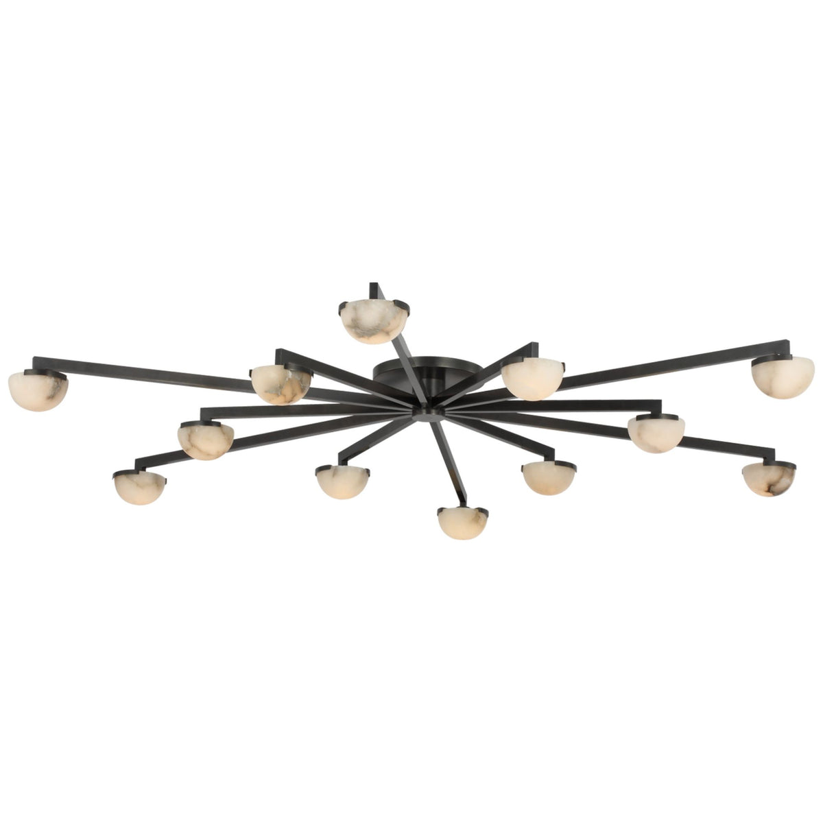 Kelly Wearstler Pedra Grande Staggered Arm Flush Mount in Bronze with Alabaster W60" x H6"