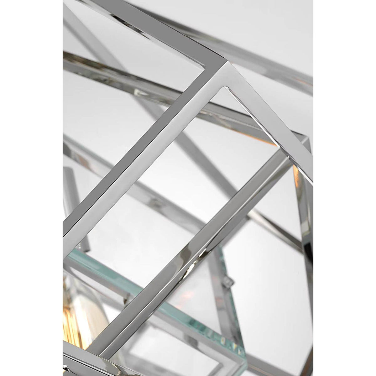 Kelly Wearstler Cubist Small Chandelier in Polished Nickel with Clear Glass W22.5" x H25.75"