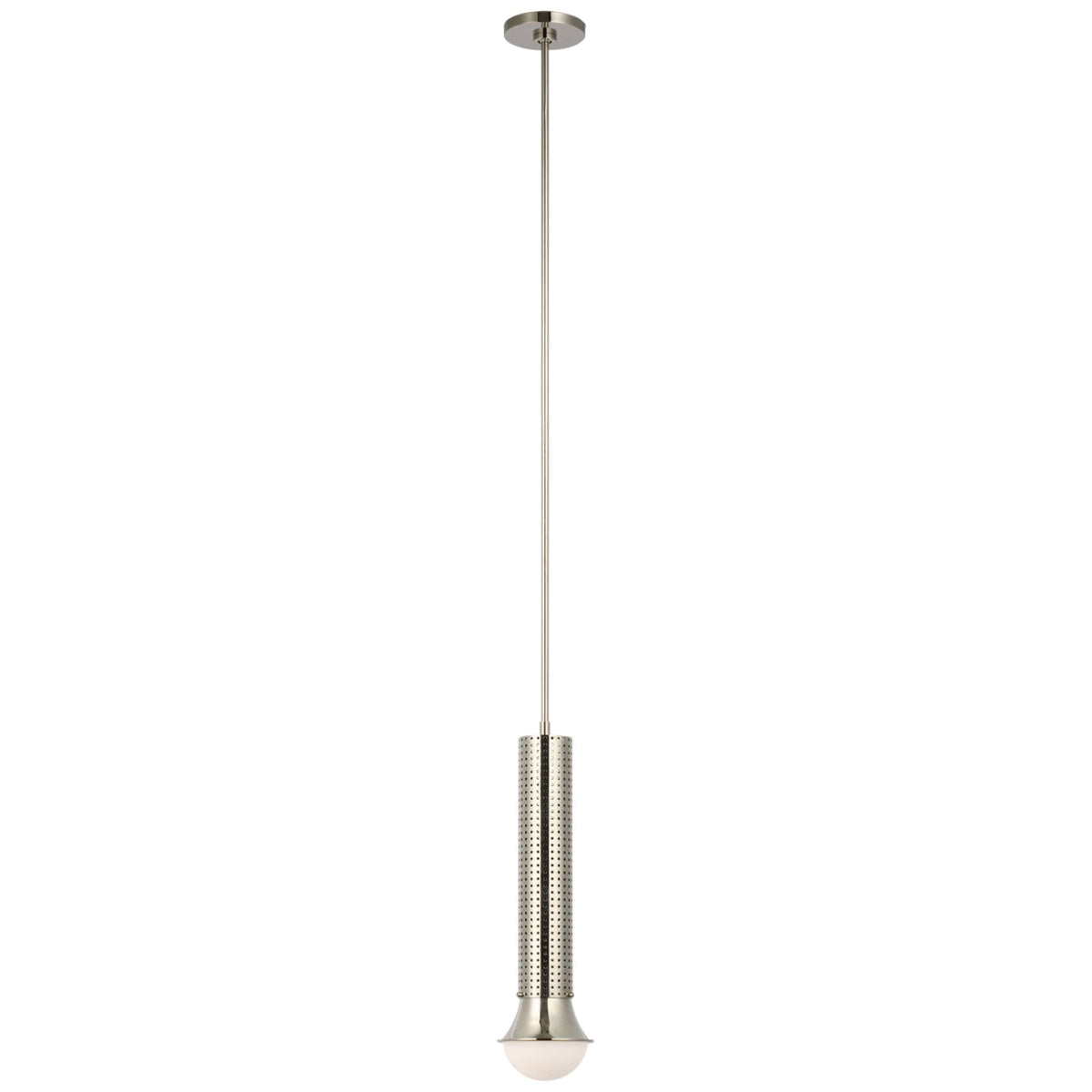 Kelly Wearstler Precision Petite Elongated Pendant in Polished Nickel with White Glass W4.5"