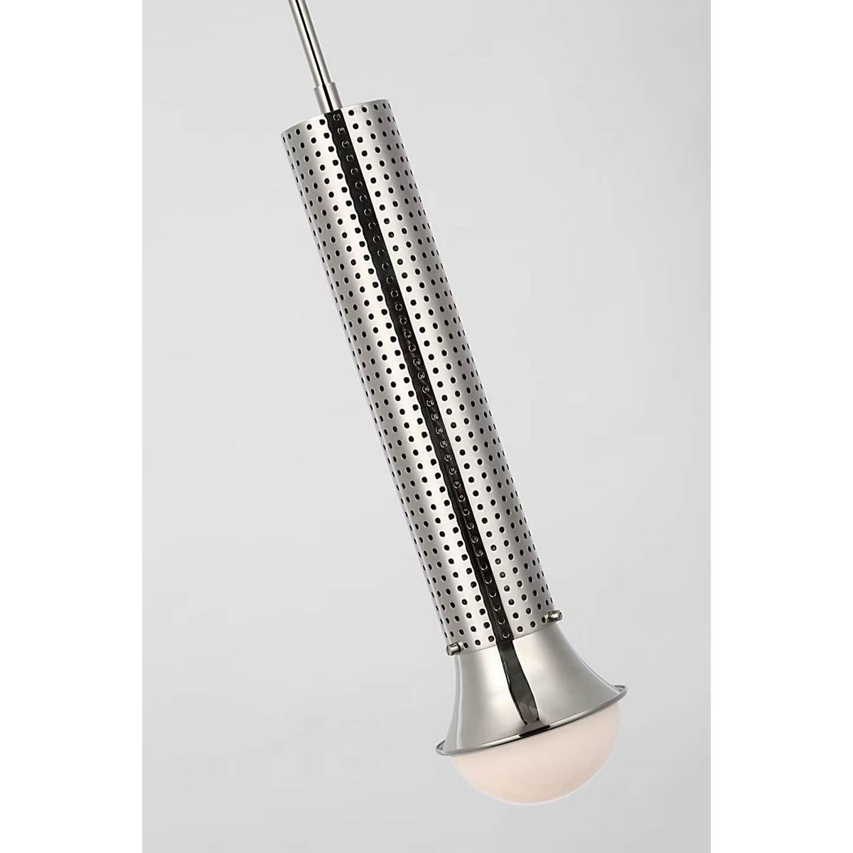 Kelly Wearstler Precision Petite Elongated Pendant in Polished Nickel with White Glass W4.5"