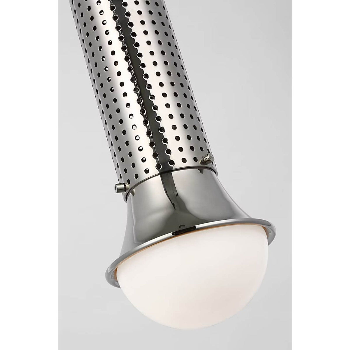 Kelly Wearstler Precision Petite Elongated Pendant in Polished Nickel with White Glass W4.5"