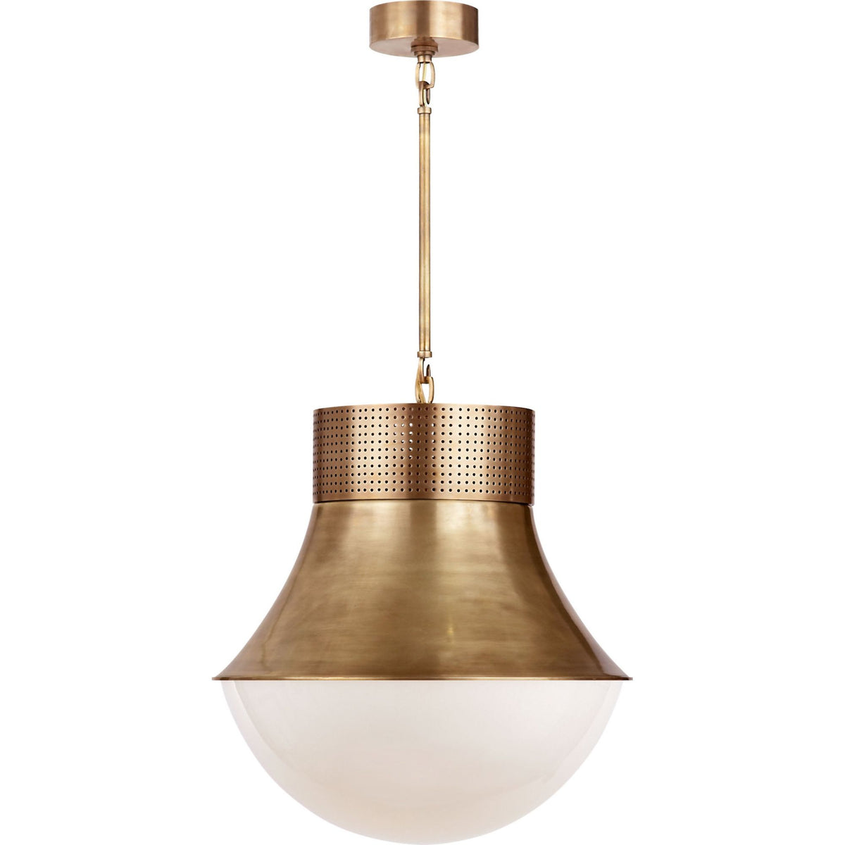 Kelly Wearstler Precision Large Pendant in Antique-Burnished Brass with White Glass W17"
