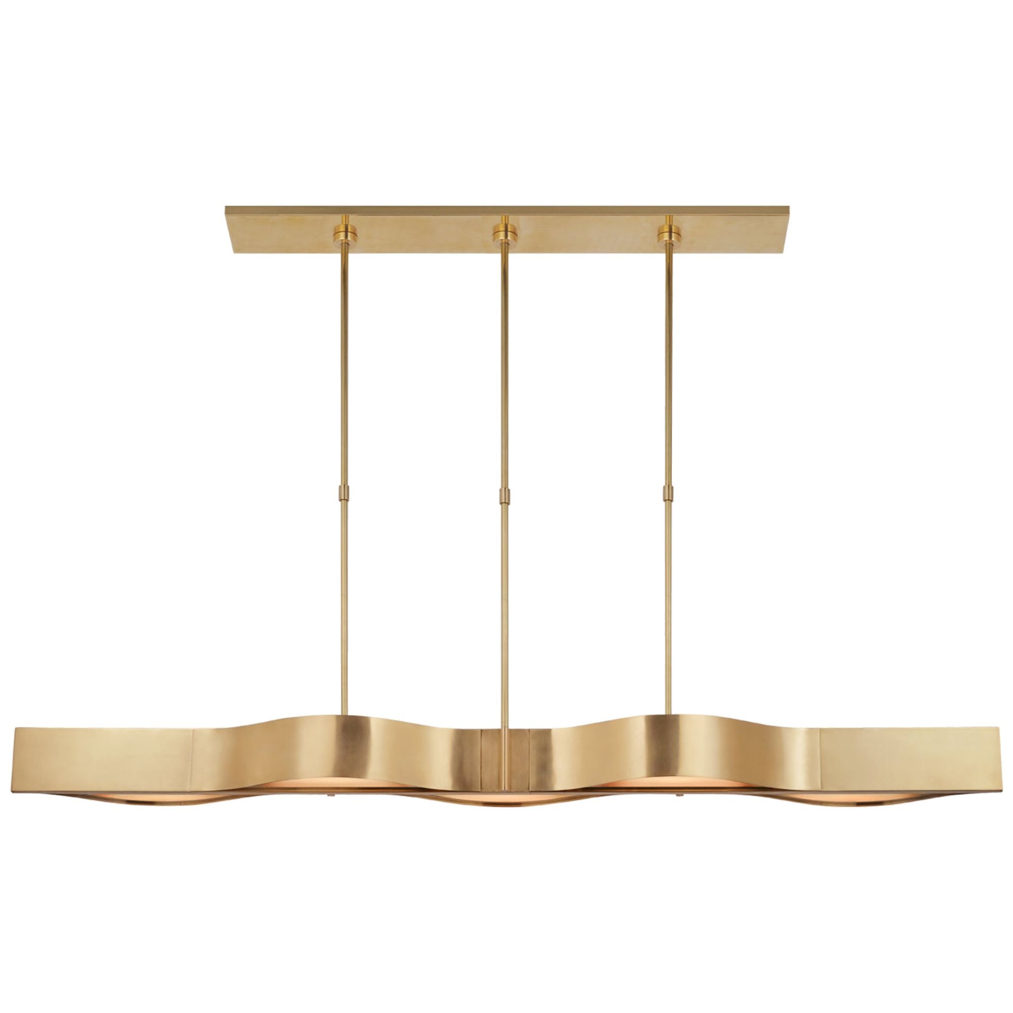 Kelly Wearstler Avant 60" Linear Pendant in Antique-Burnished Brass with Frosted Glass Ceiling Light W60"