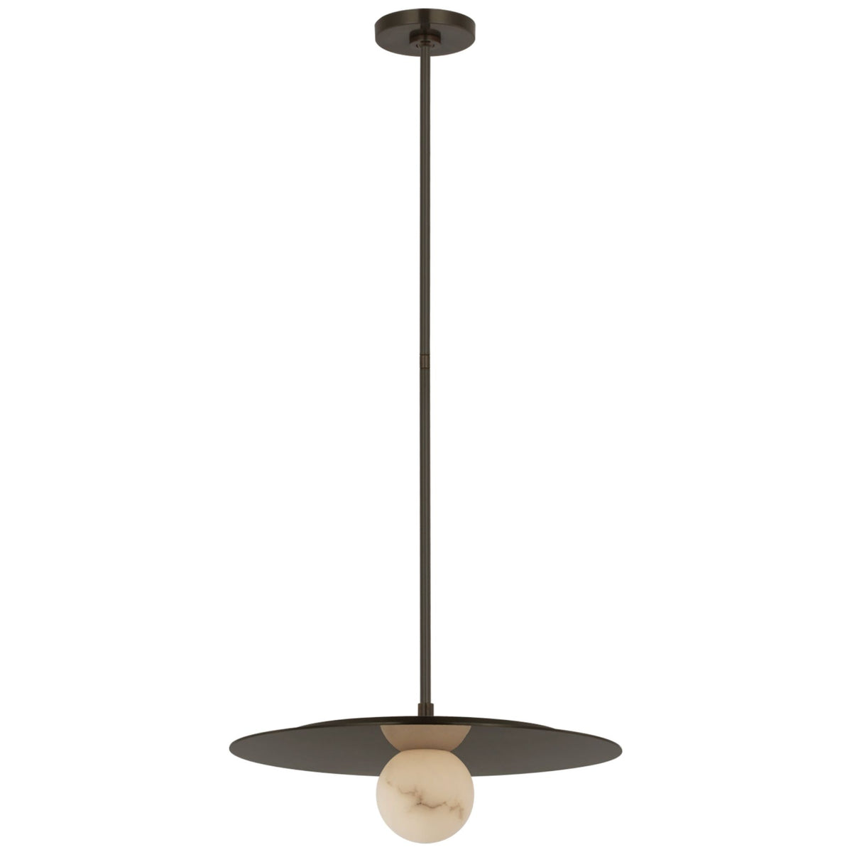 Kelly Wearstler Pertica 18" Disc Pendant in Mirrored Bronze with Alabaster W18"