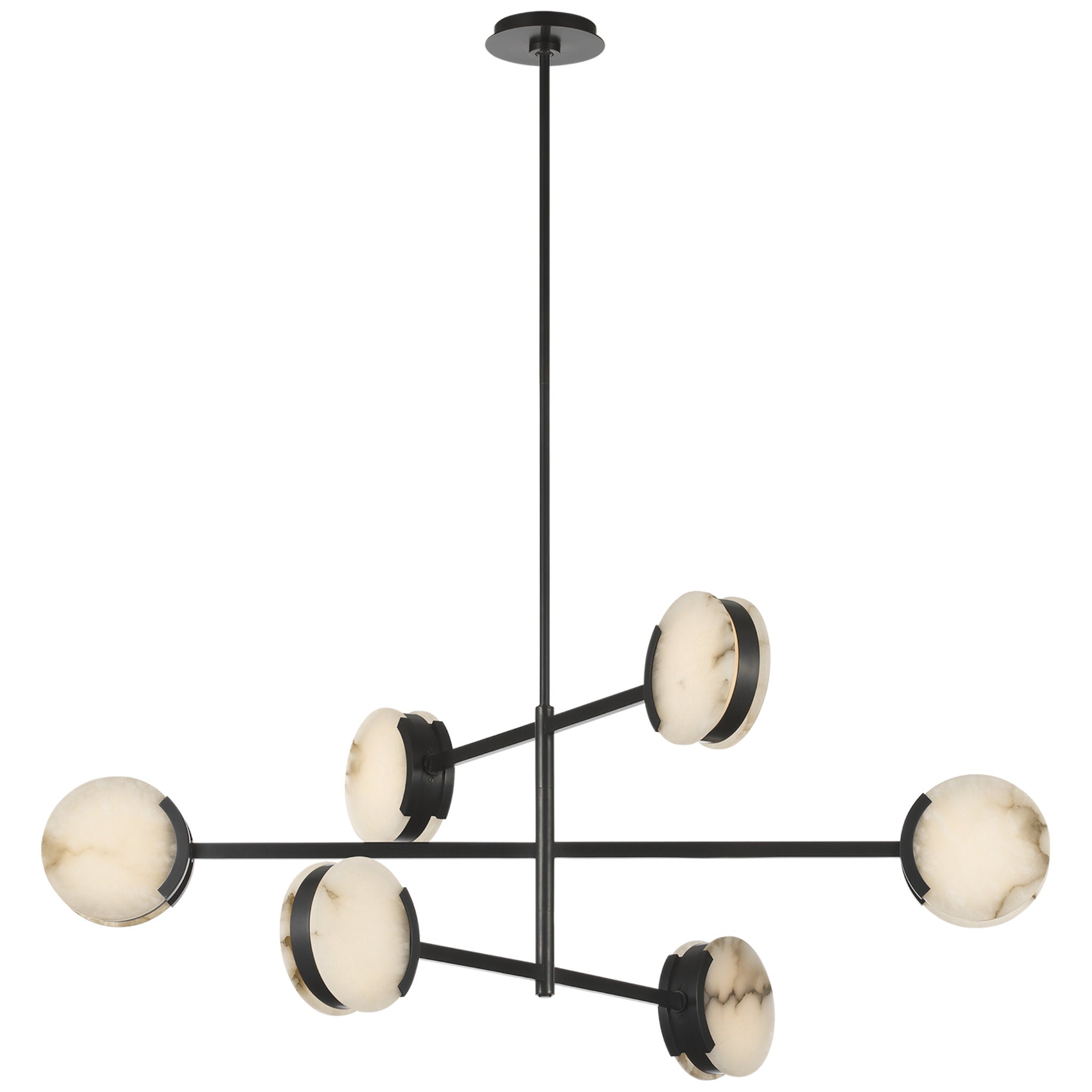 Kelly Wearstler Melange 48" Multi-Positional Chandelier in Bronze with Alabaster Ceiling Light W48"