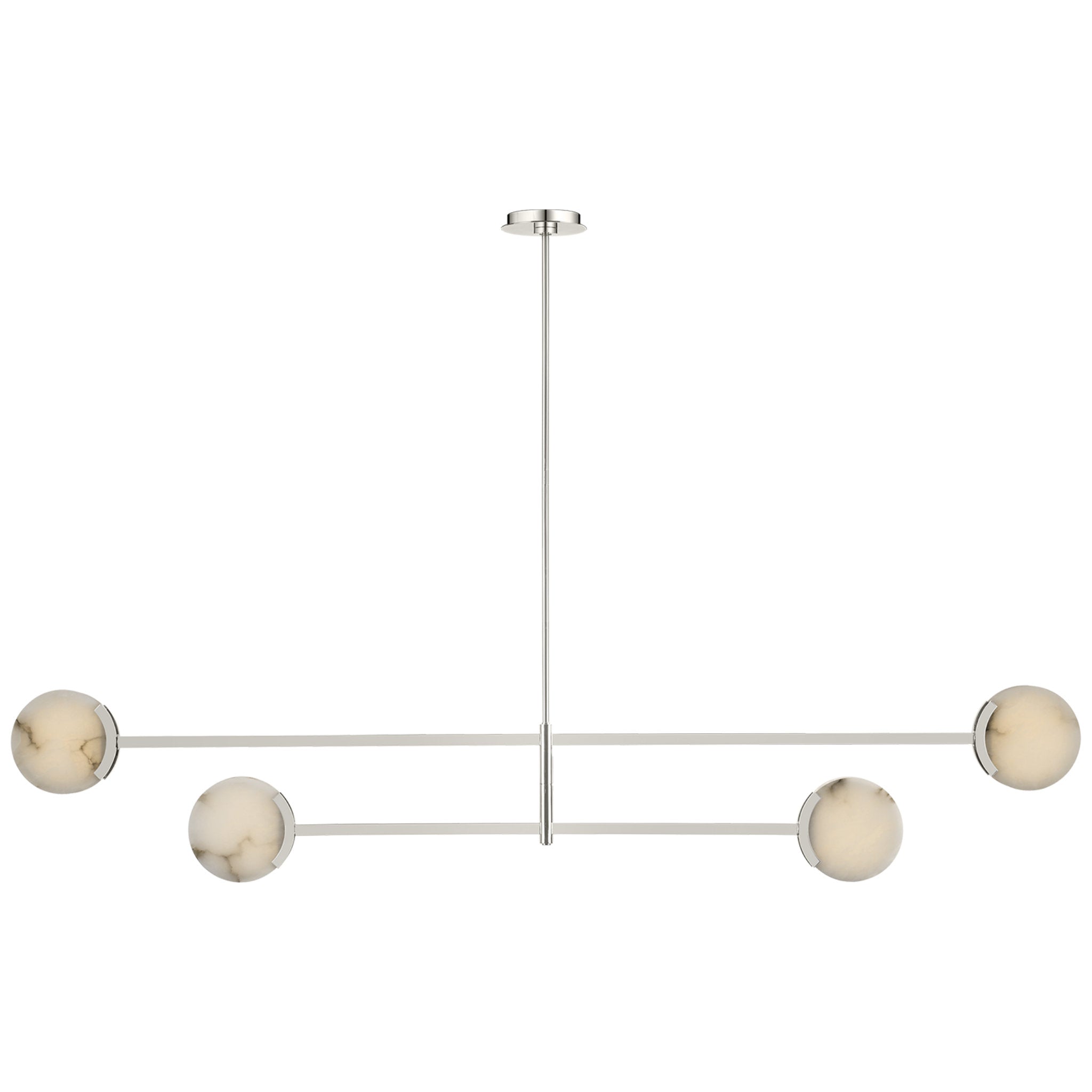 Kelly Wearstler Melange 72" Multi-Positional Chandelier in Polished Nickel with Alabaster Ceiling Light W72"