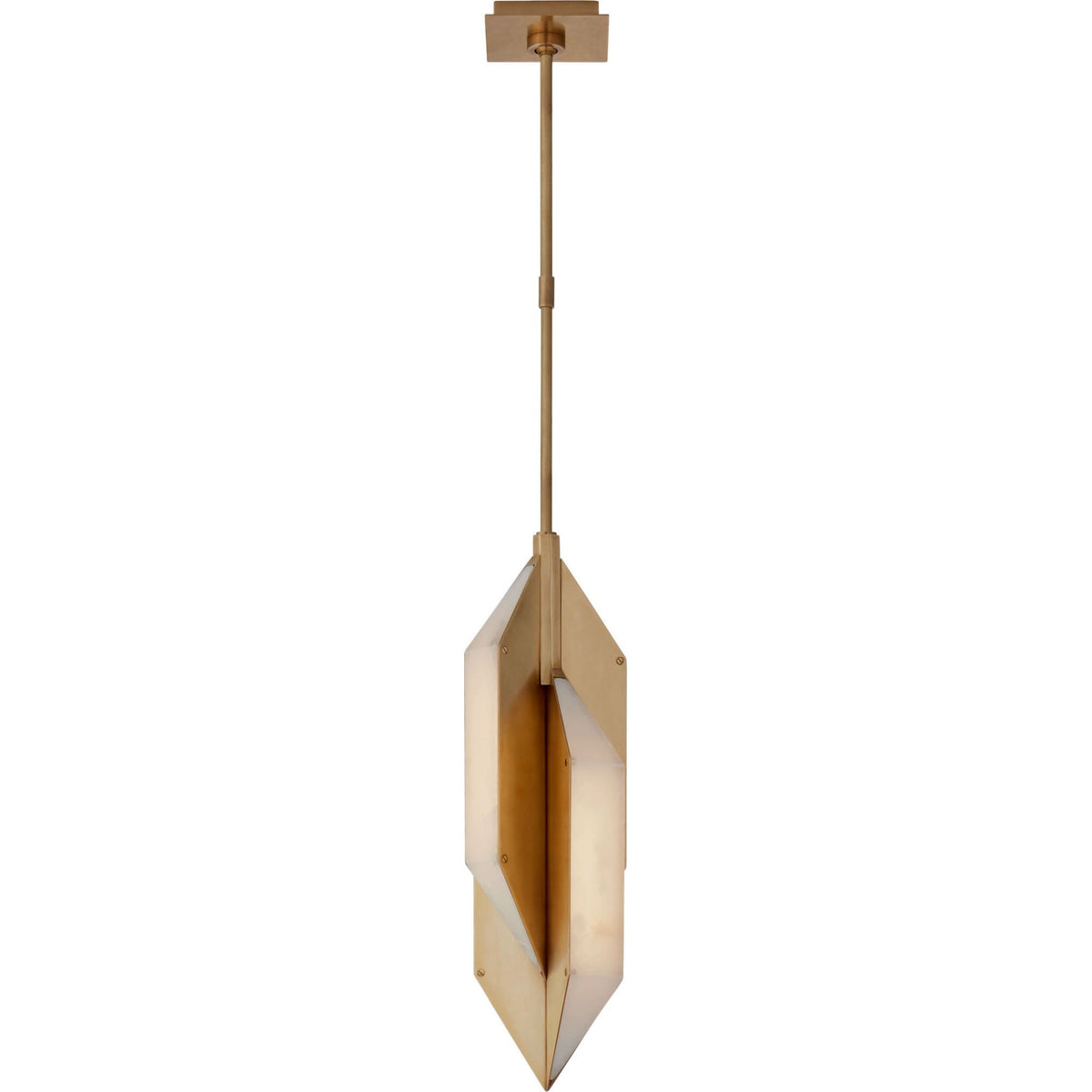 Kelly Wearstler Ophelion Small Pendant in Antique-Burnished Brass with Alabaster W6"