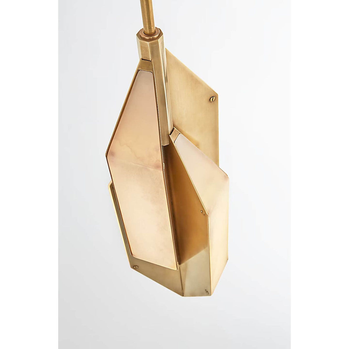Kelly Wearstler Ophelion Small Pendant in Antique-Burnished Brass with Alabaster W6"