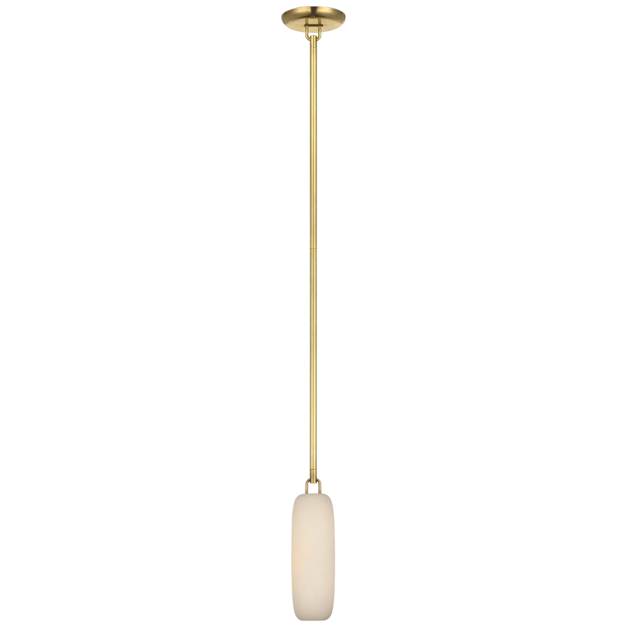 Kelly Wearstler Formosa 11" Single Pendant in Antique-Burnished Brass with Alabaster Ceiling Light W3.25"
