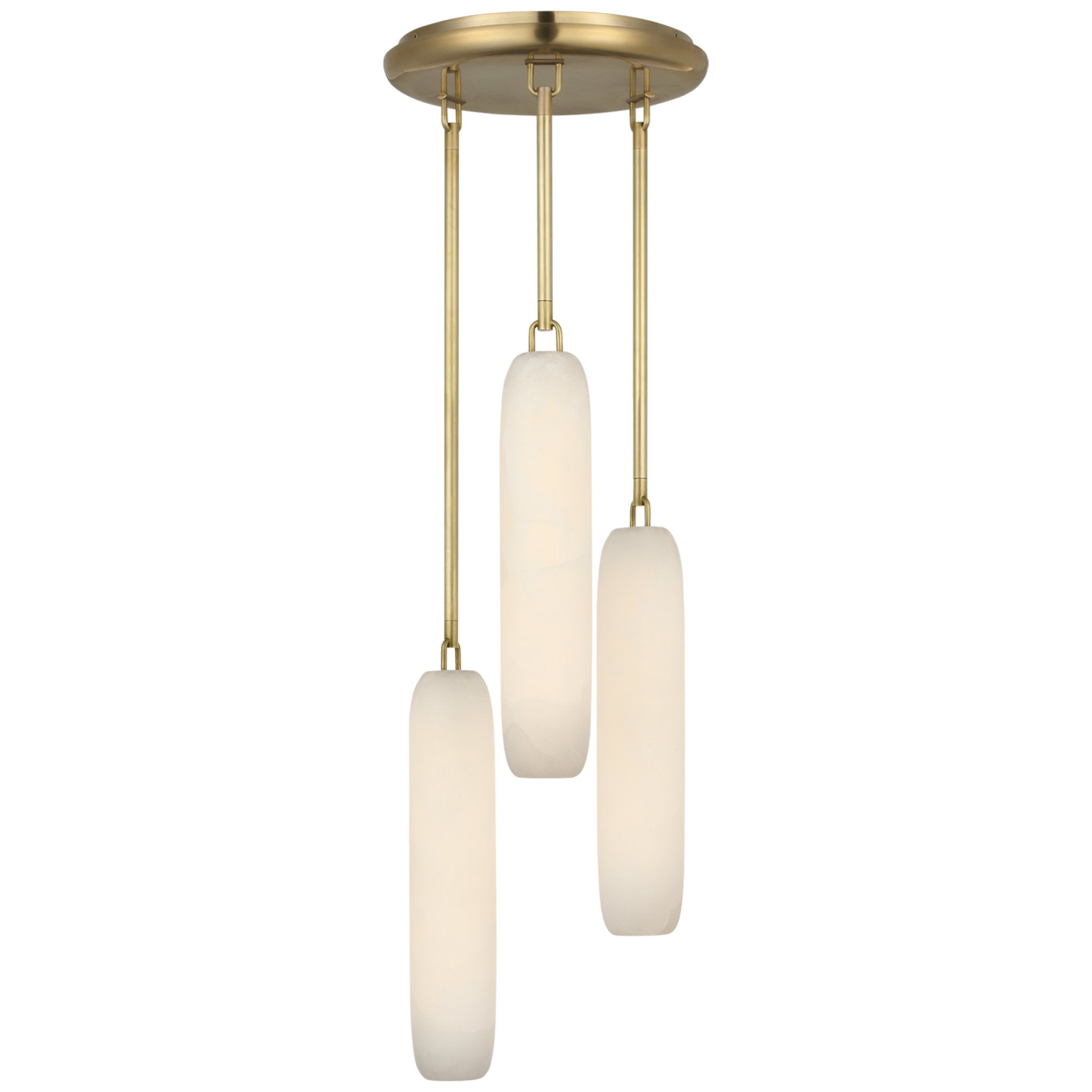 Kelly Wearstler Formosa 3-Light Pendant in Antique-Burnished Brass with Alabaster Ceiling Light W10.5" x H37.25"