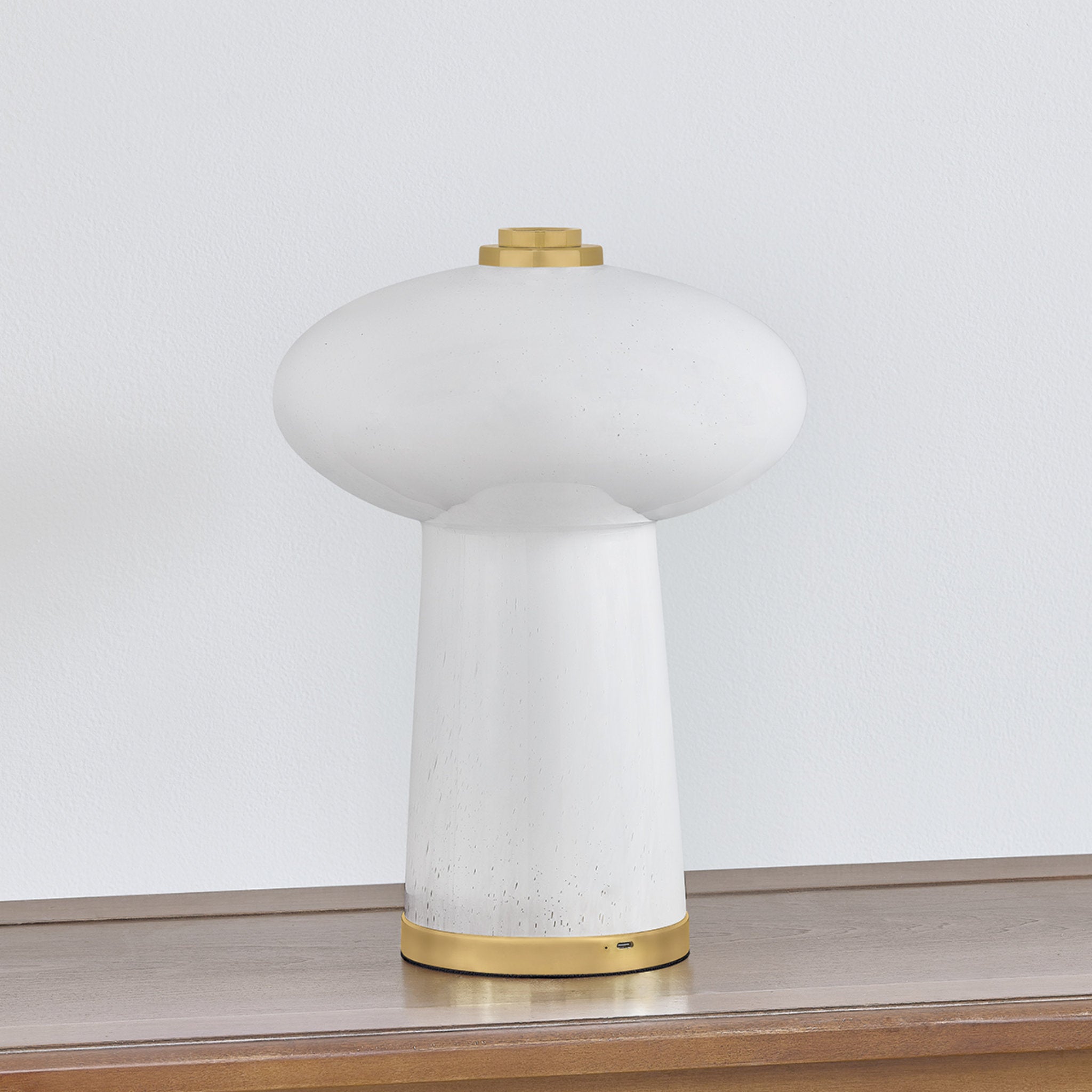Fords 1-Light Rechargeable Table Lamp in Aged Brass 10.25W x 13.75H