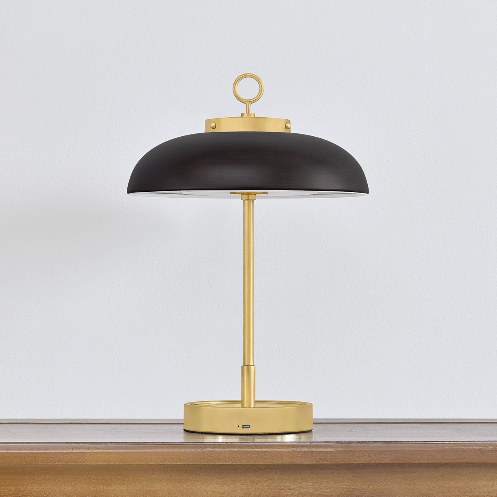 Hector 1-Light Rechargeable Table Lamp in Aged Brass 11W x 16H