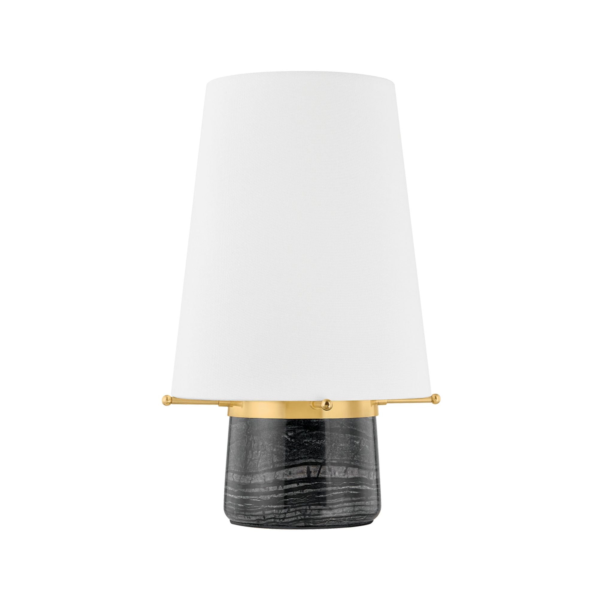 Central Valley 1-Light Rechargeable Table Lamp in Aged Brass 8.25W x 14.75H