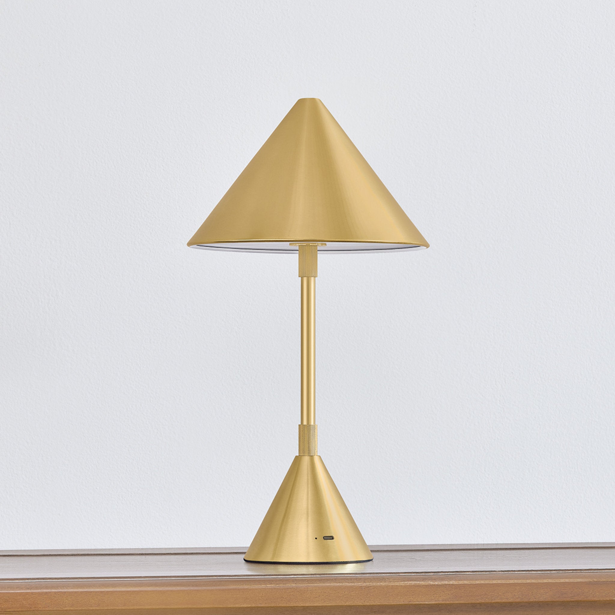 Salma 1-Light Rechargeable Table Lamp in Aged Brass 7.75W x 14.5H