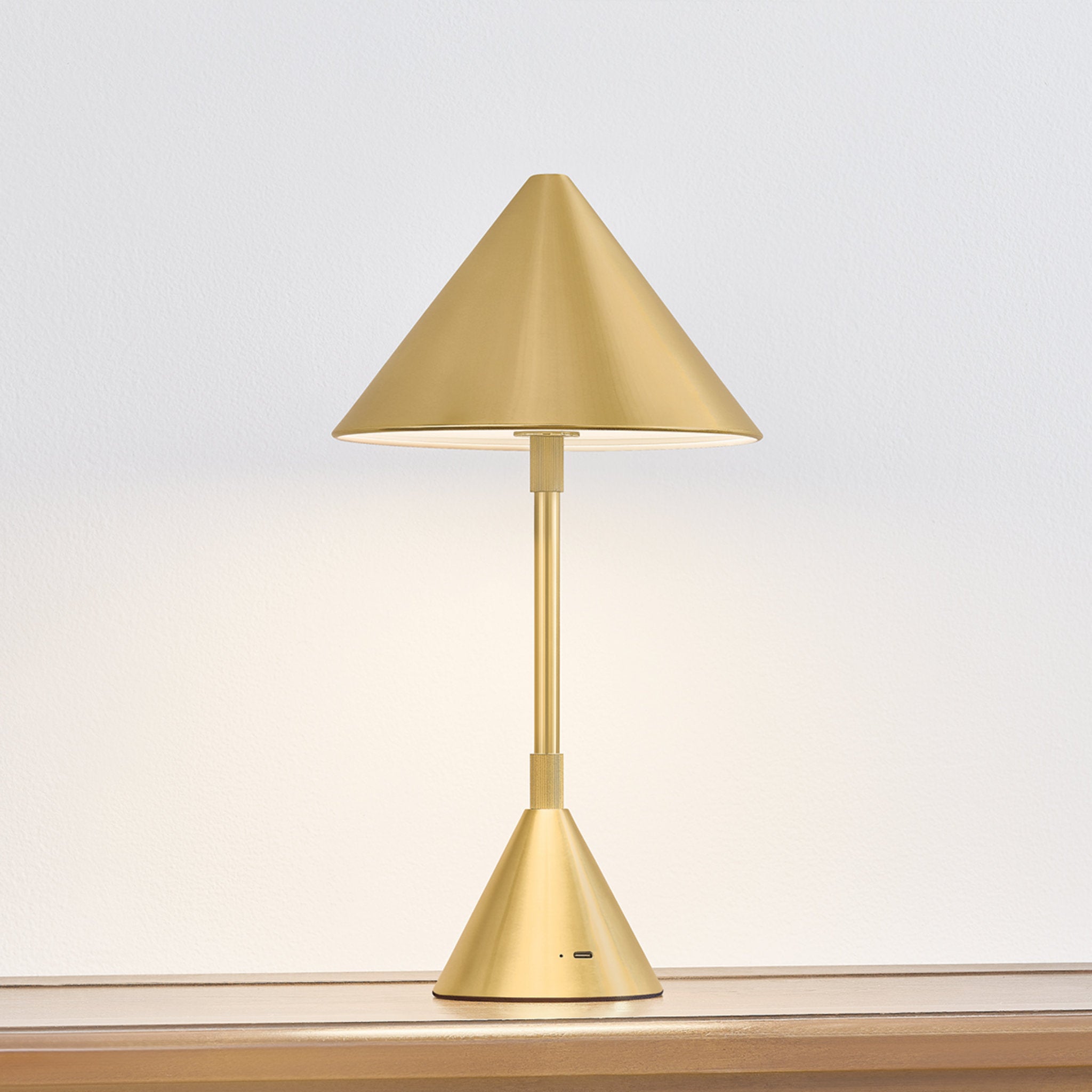Salma 1-Light Rechargeable Table Lamp in Aged Brass 7.75W x 14.5H
