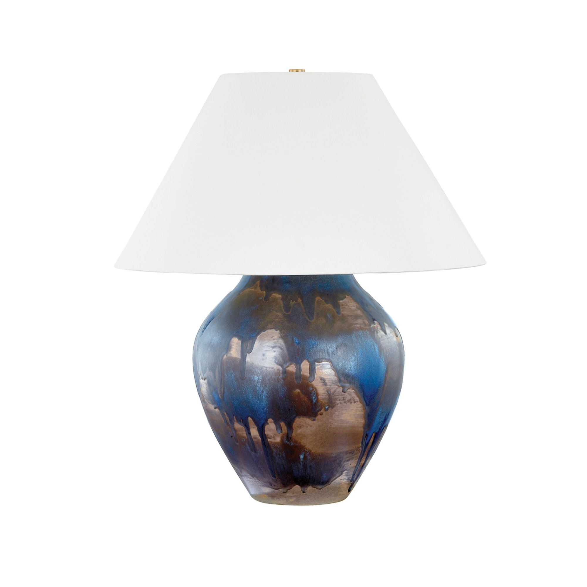 Pleasantville 1-Light Table Lamp in Aged Brass/Ceramic Silt Blue 22L x 22W x 26H