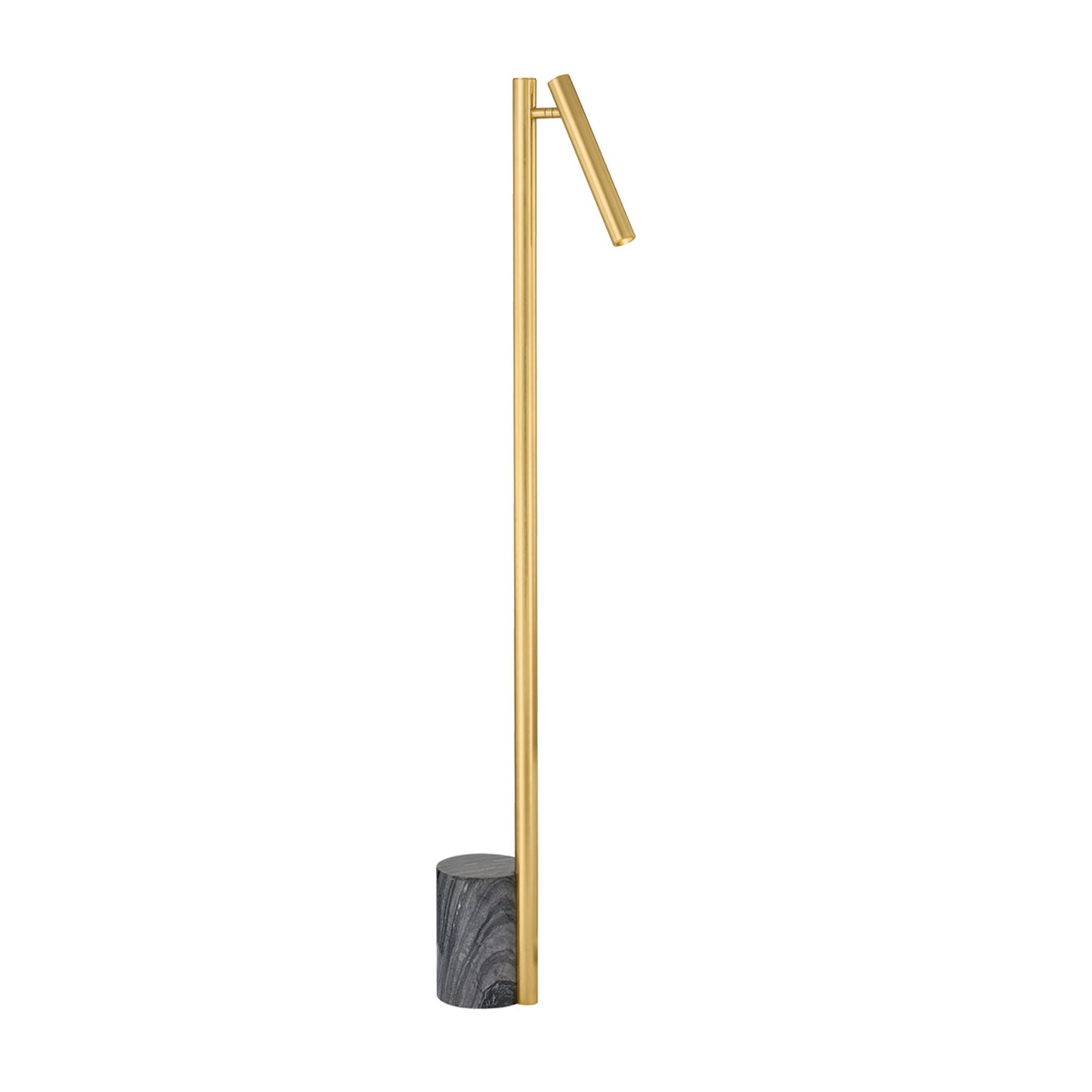 Circleville 1-Light Floor Lamp in Aged Brass 9L x 5.5W x 54H