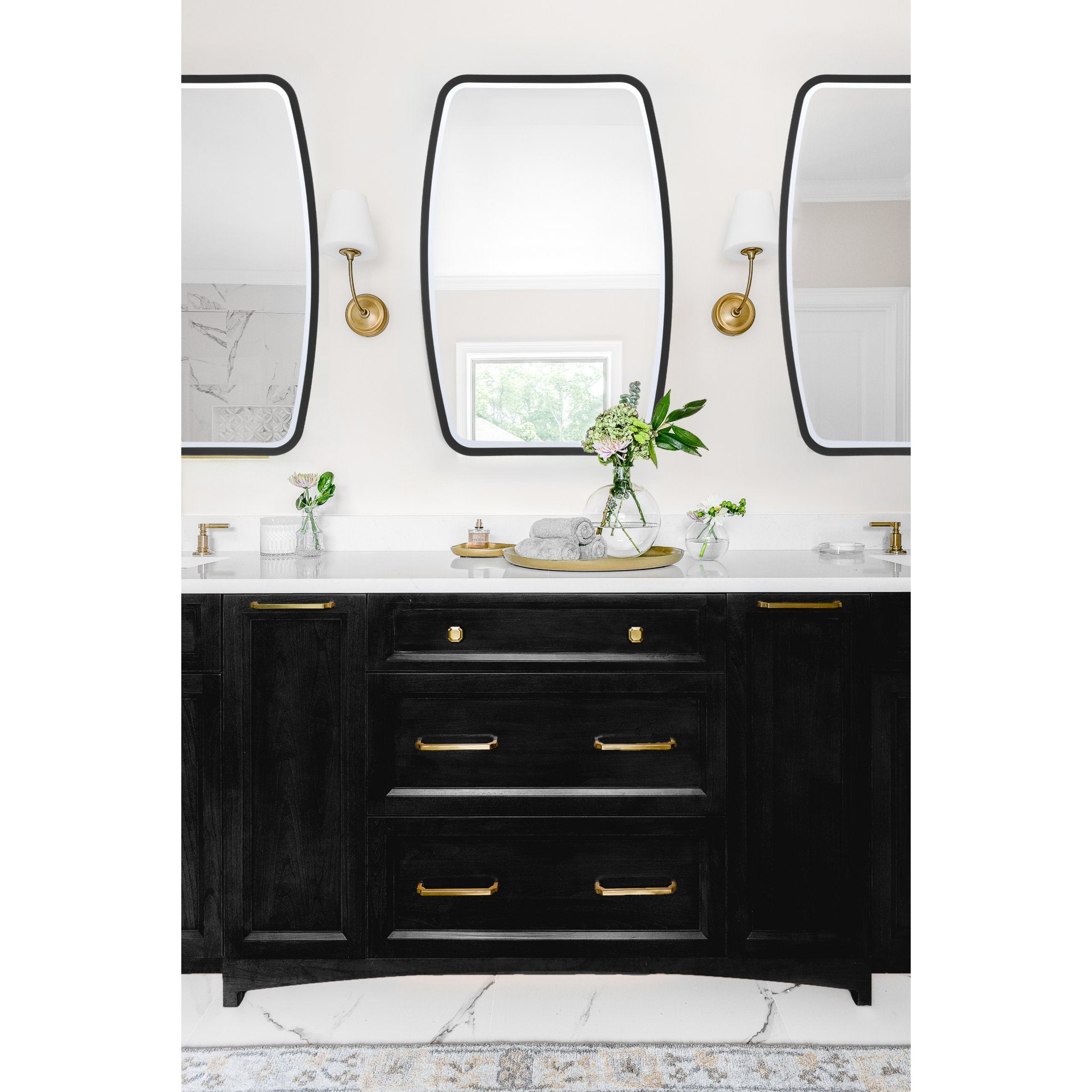 Lindee 24'' Matte Black Mirror Black 24"W x 36"H x 1"D