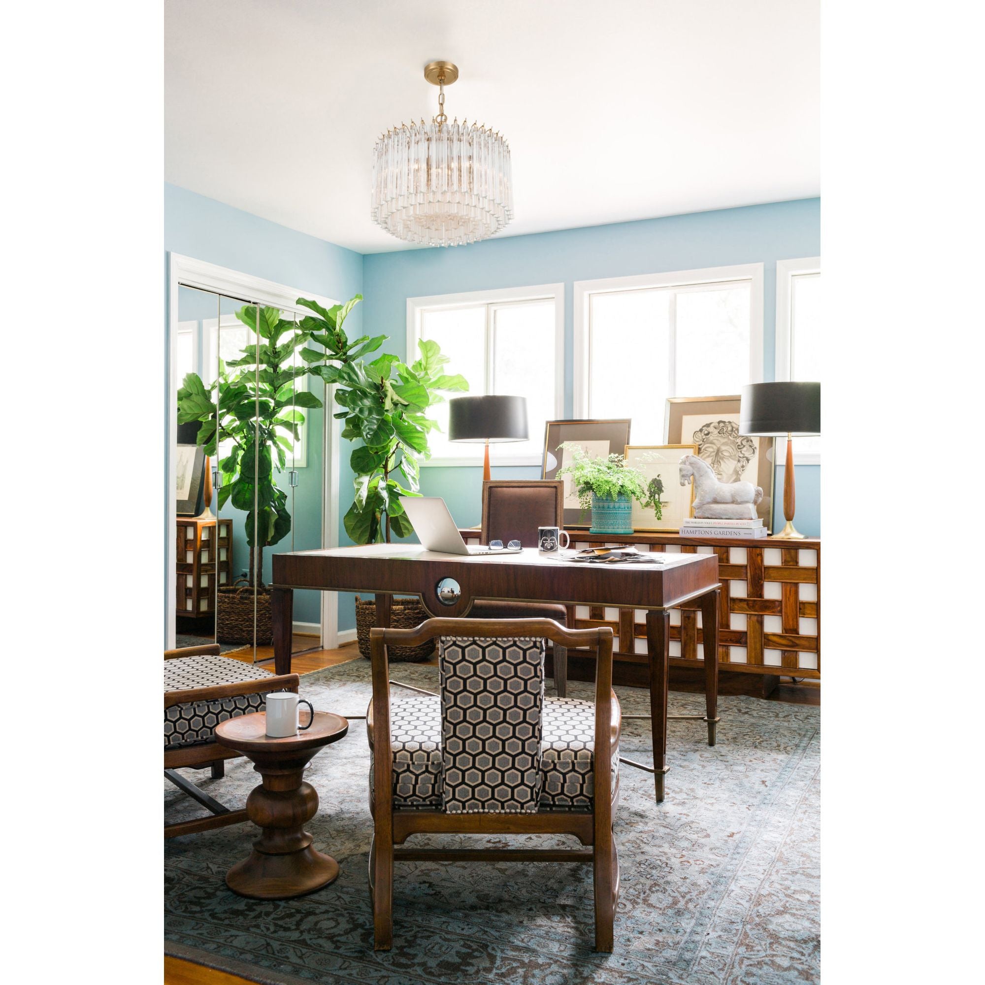 Lofton 5 Light Aged Brass Chandelier Triedri Clear 18"W x 17"H x 18"D