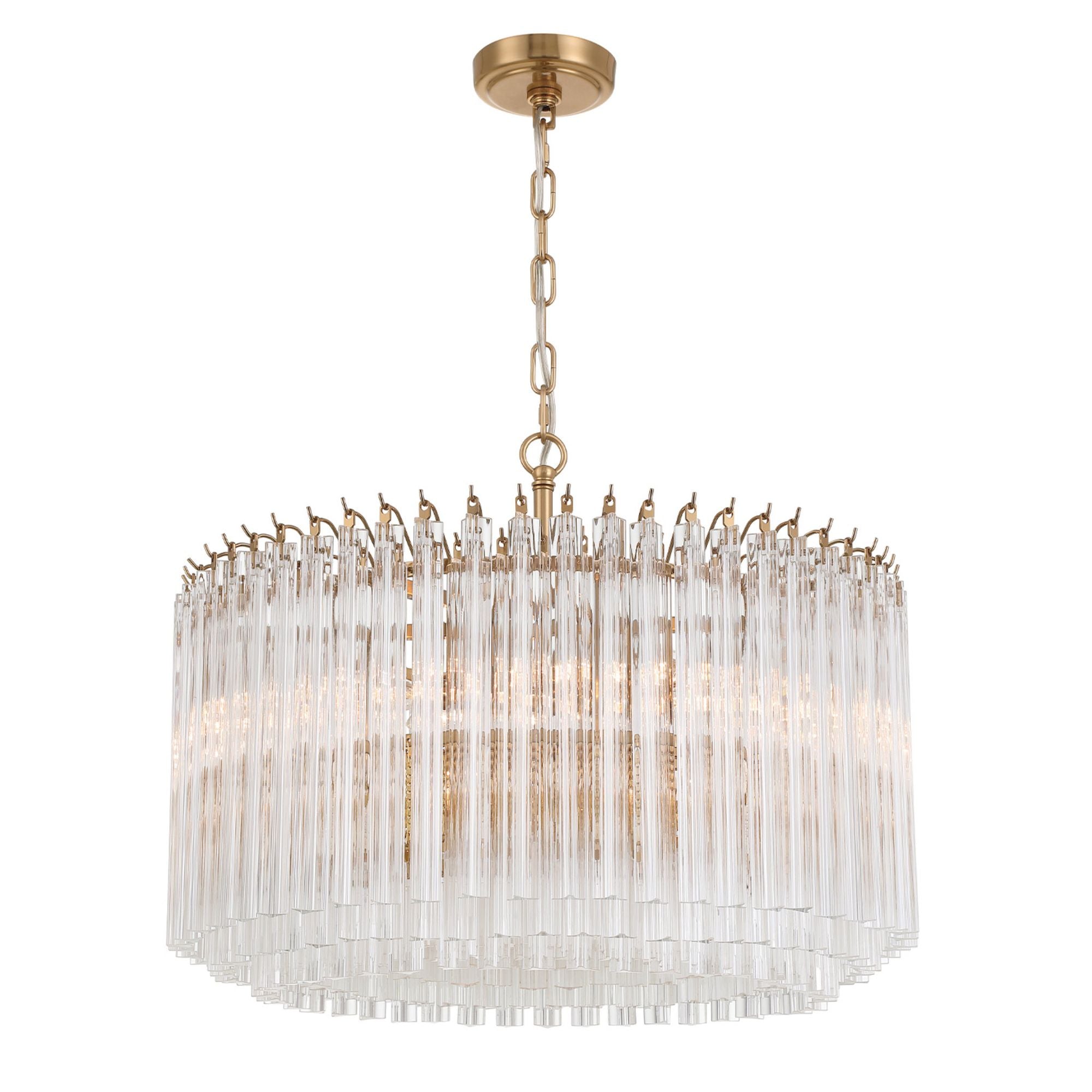 Lofton 7 Light Aged Brass Chandelier Triedri Clear 24"W x 19"H x 24"D