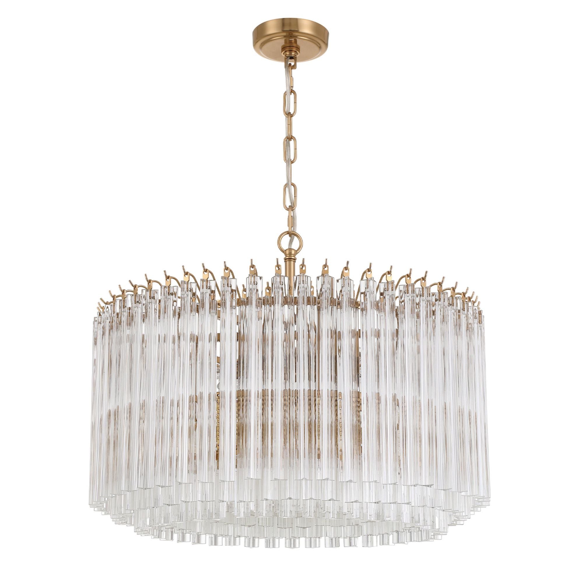 Lofton 7 Light Aged Brass Chandelier Triedri Clear 24"W x 19"H x 24"D
