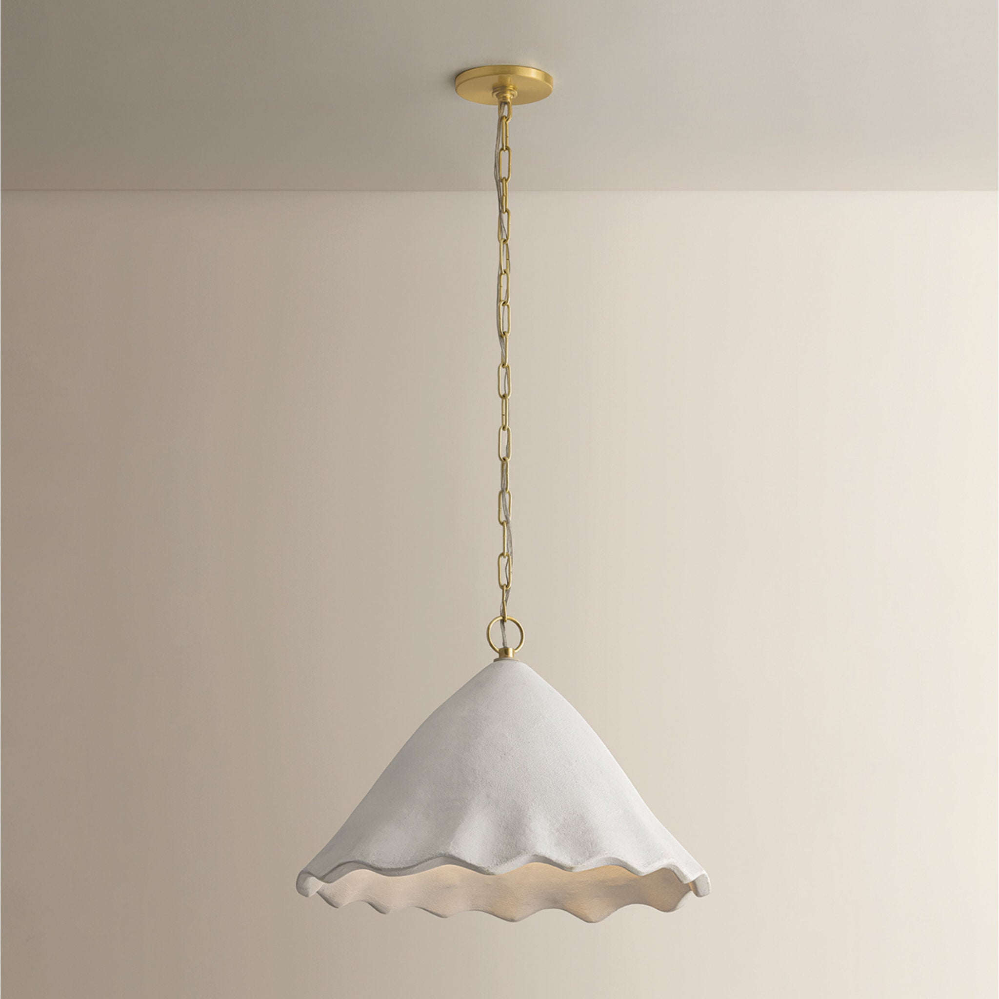 Lulu 1-Light Pendant in Aged Brass 19.25W x 14.5H