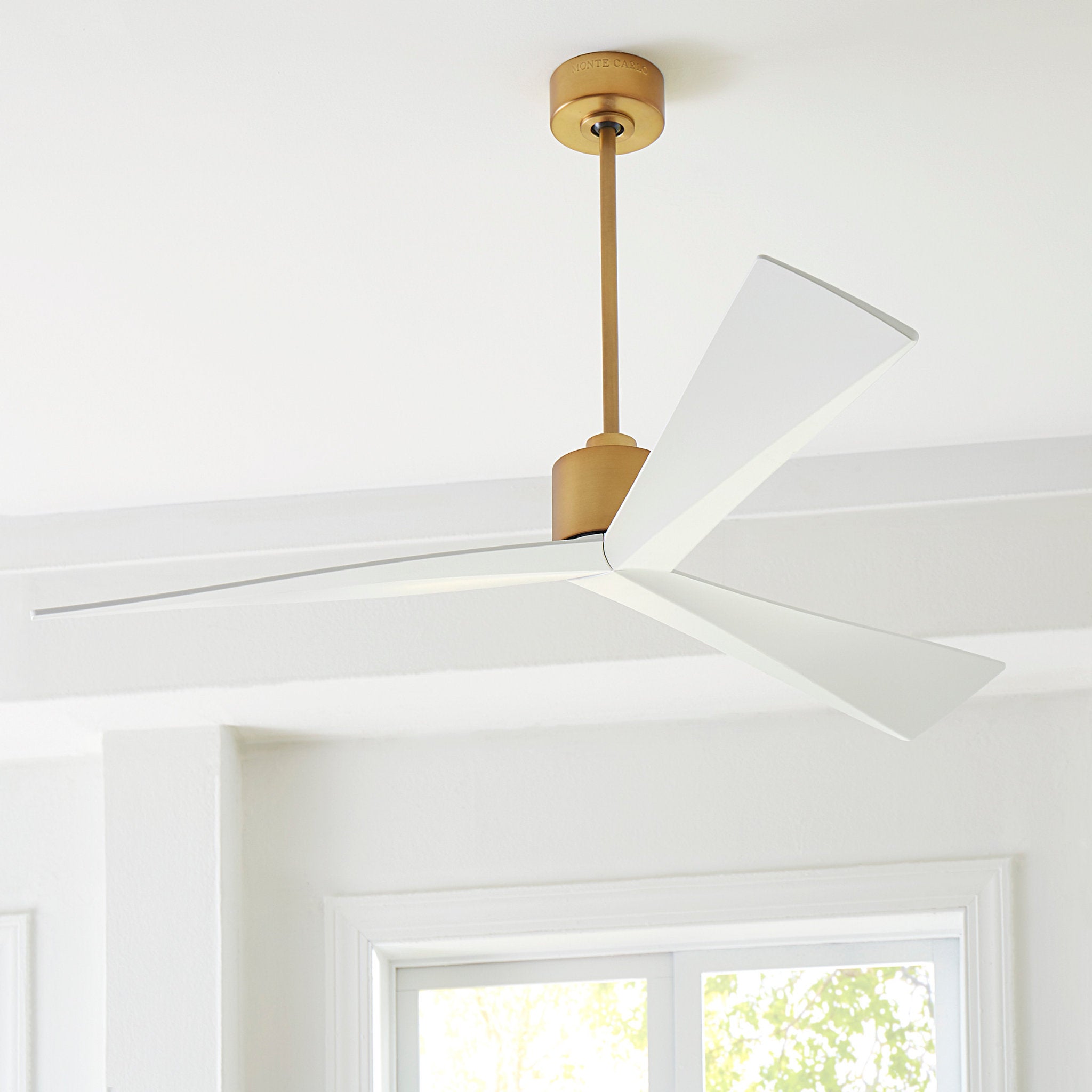 Sean Lavin Adler 60" Ceiling Fan in Burnished Brass w/ Matte White ABS Blade D:60'' H:12 1/2''