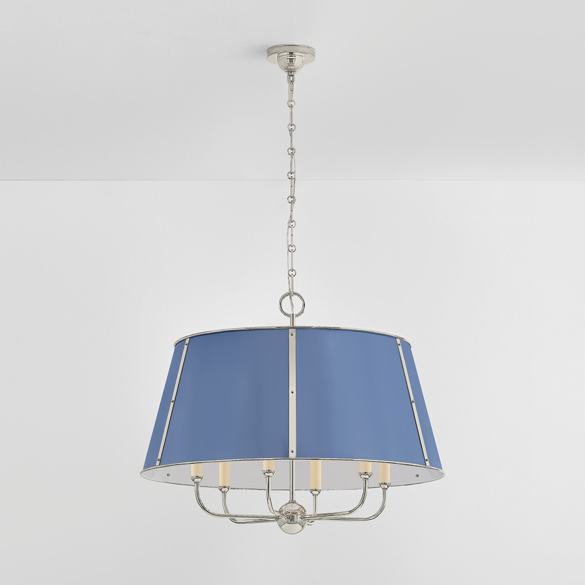 Cambridge 6-Light Chandelier in Polished Nickel by Mark D. Sikes 28.5W x 23H