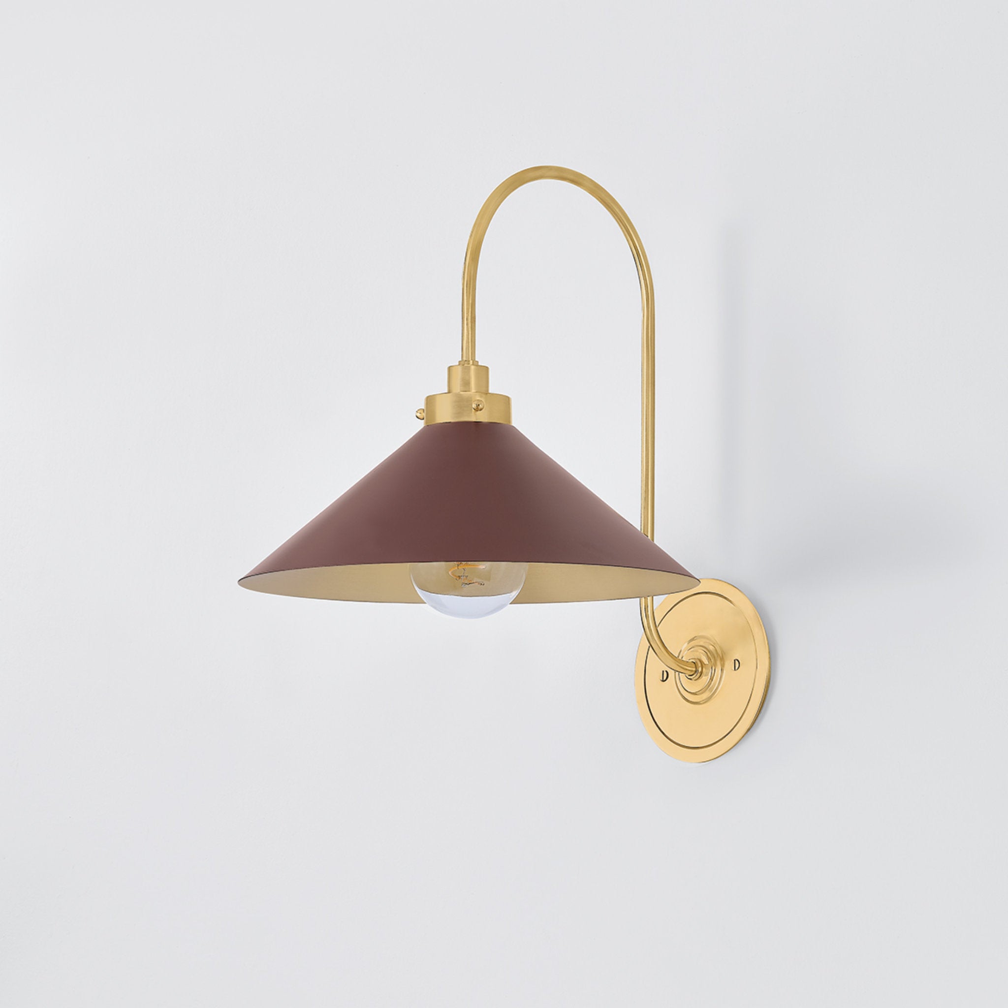 Clivedon 1-Light Wall Sconce in Aged Brass by Mark D. Sikes 12W x 16H (Soft Crimson)