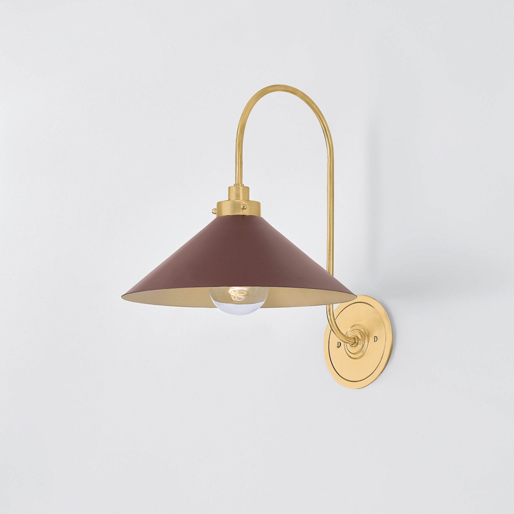 Clivedon 1-Light Wall Sconce in Aged Brass by Mark D. Sikes 12W x 16H (Soft Crimson)