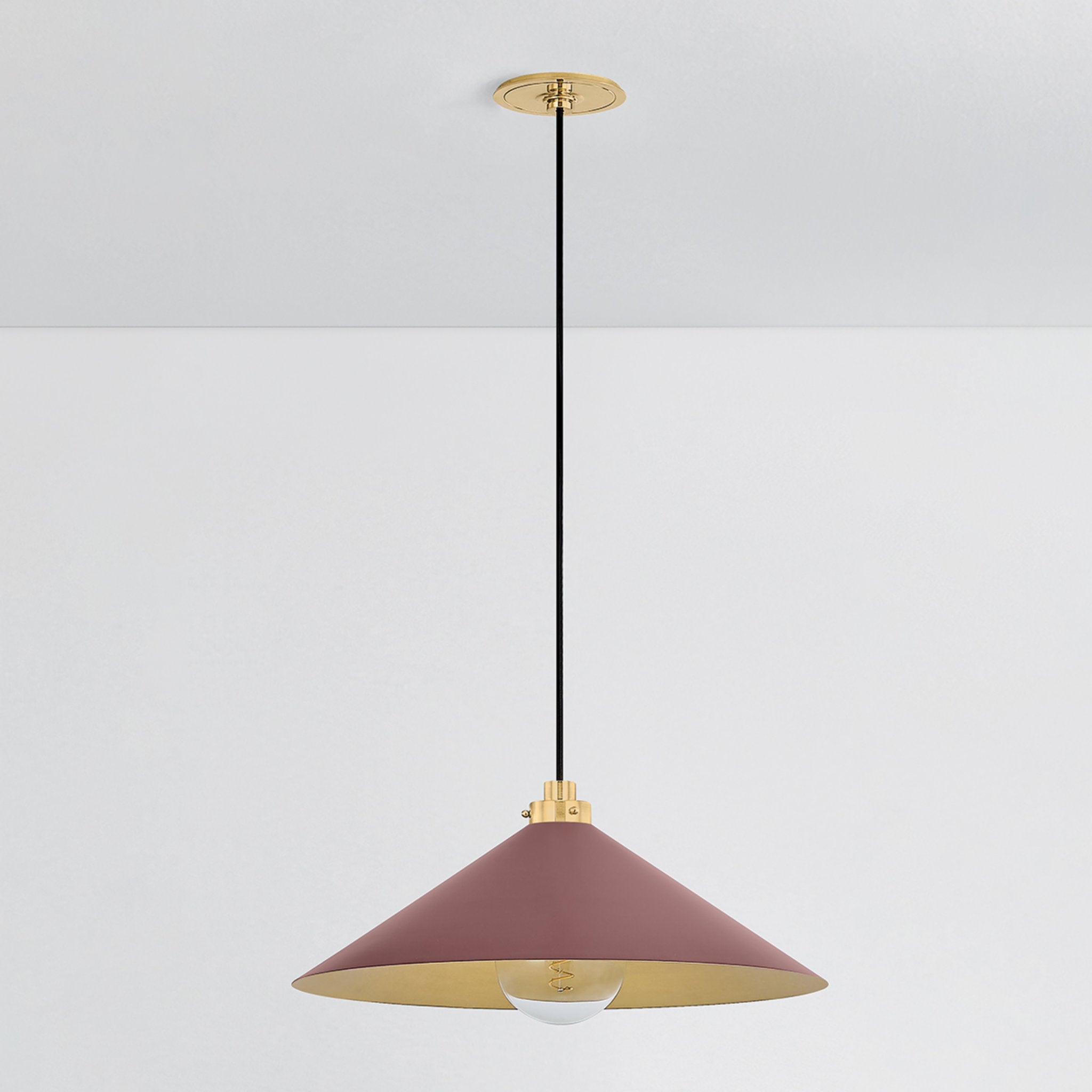Clivedon 1-Light Pendant in Aged Brass by Mark D. Sikes 20W x 8.5H (Soft Crimson)